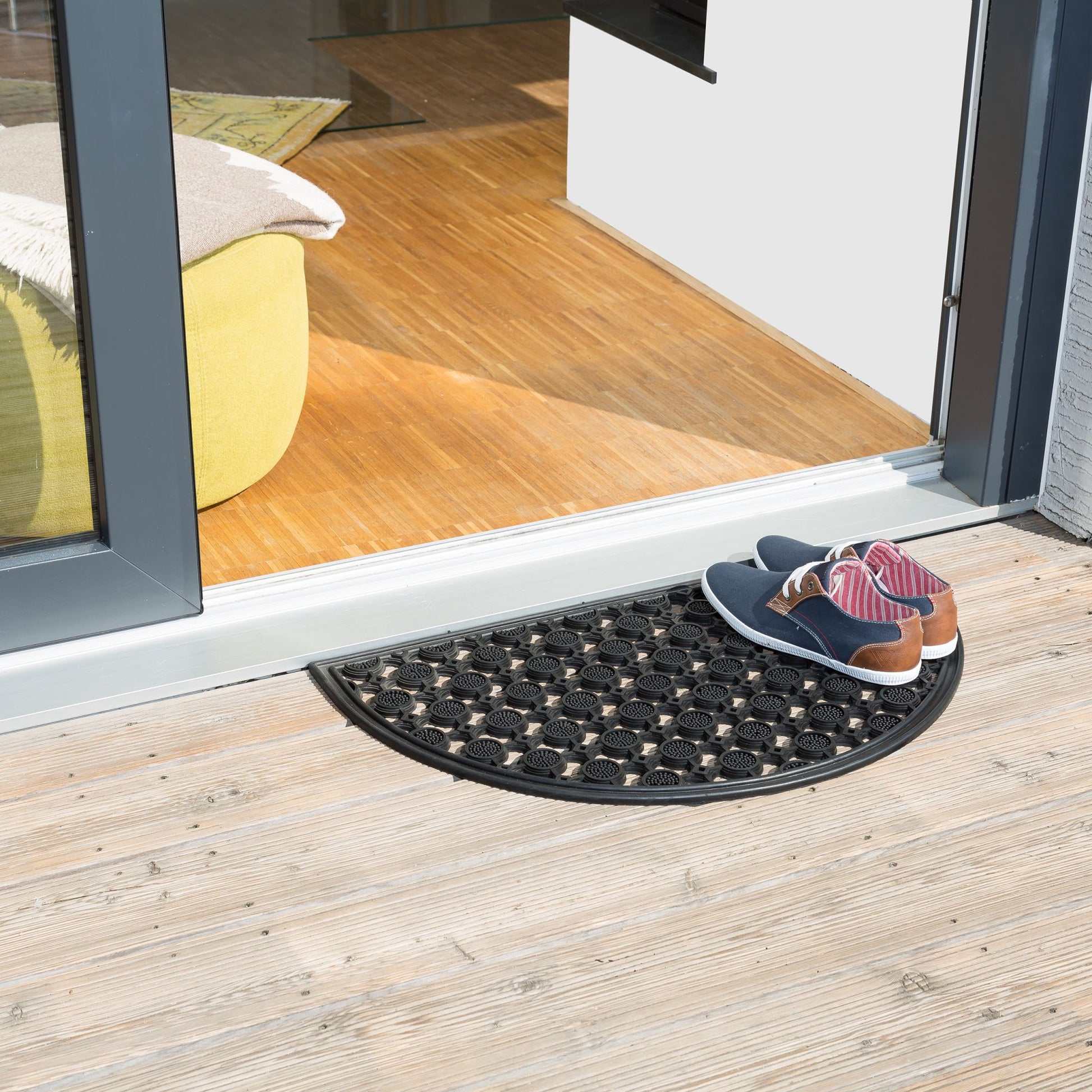 Fussabtreter Gummi halbrund Schwarz von Relaxdays