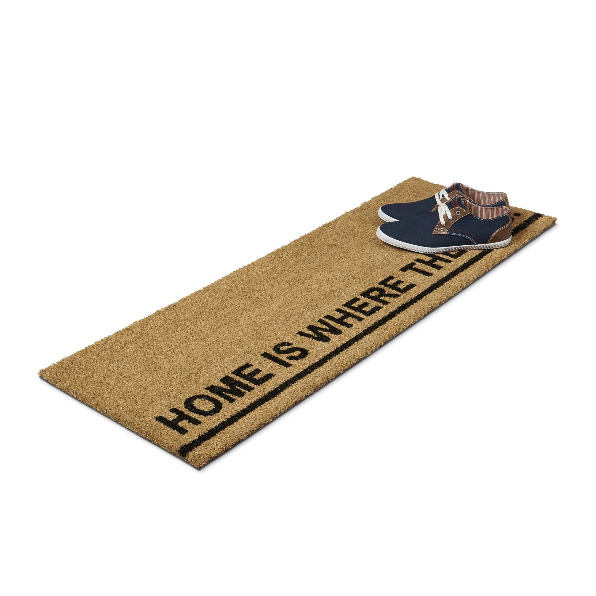 Fussmatte lang HOME IS WHERE... Hellbraun-Schwarz von Relaxdays