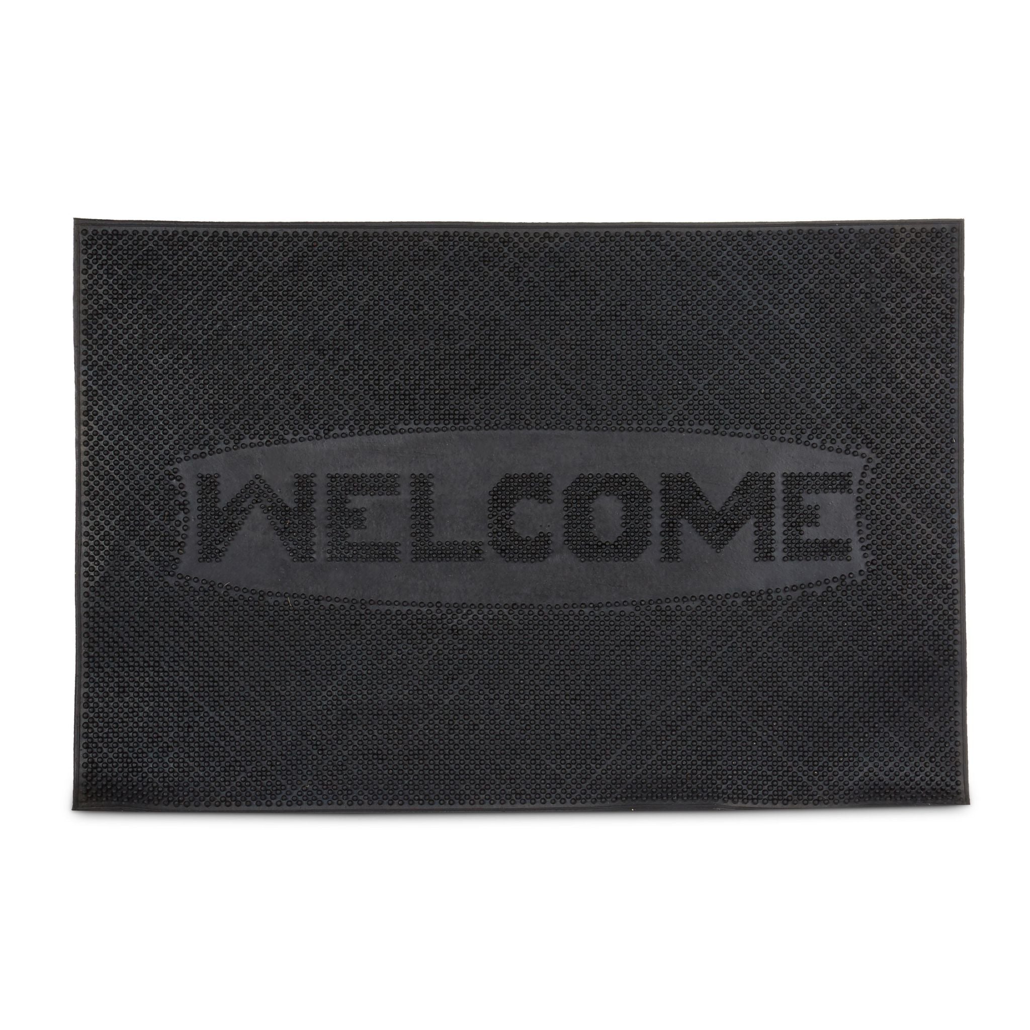 Gummi Fussmatte WELCOME Schwarz von Relaxdays