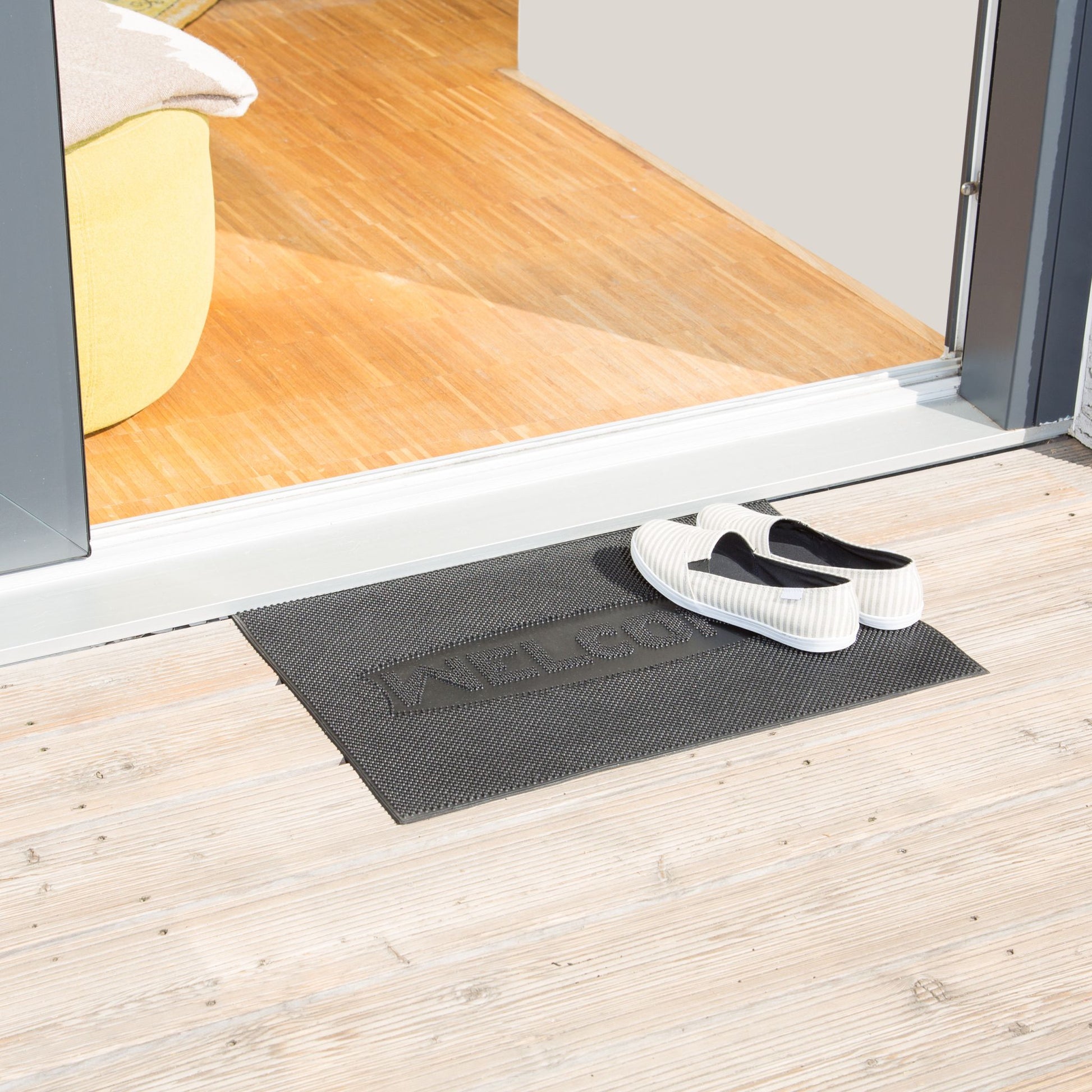 Gummi Fussmatte WELCOME Schwarz von Relaxdays