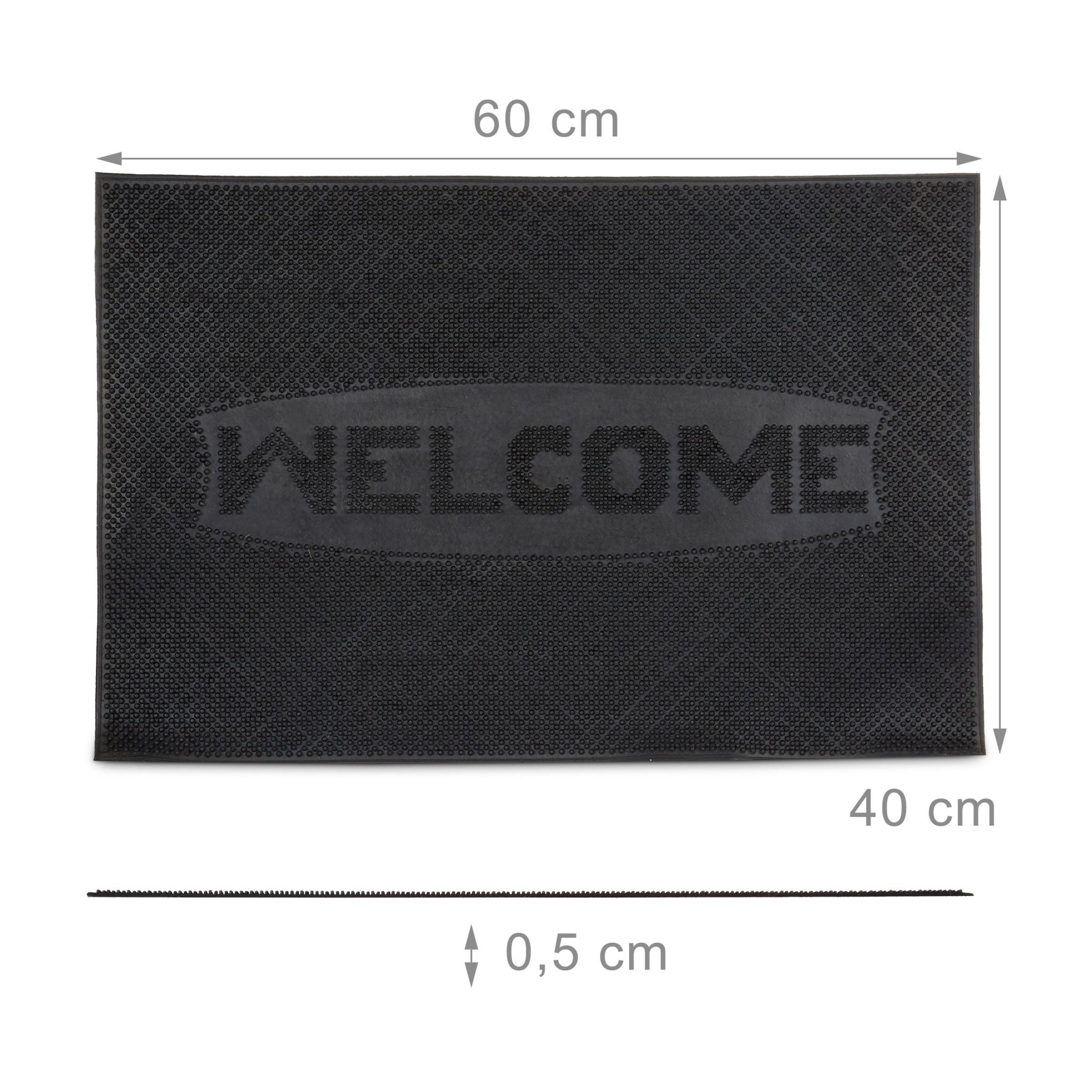 Gummi Fussmatte WELCOME Schwarz von Relaxdays