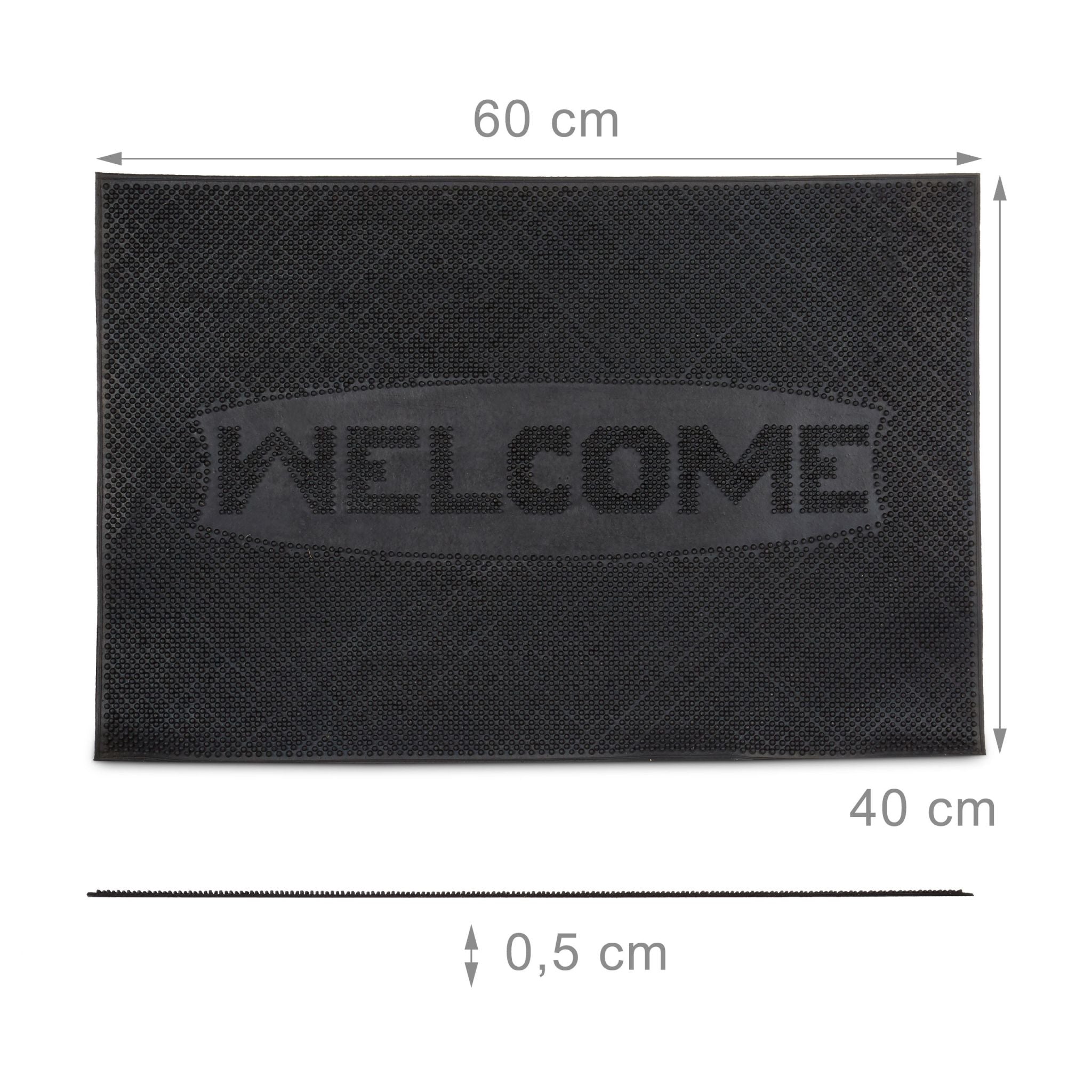 Gummi Fussmatte WELCOME Schwarz von Relaxdays