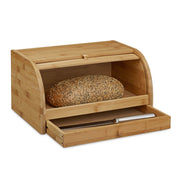 Rollbrotkasten mit Schublade Bambus Hellbraun von Relaxdays