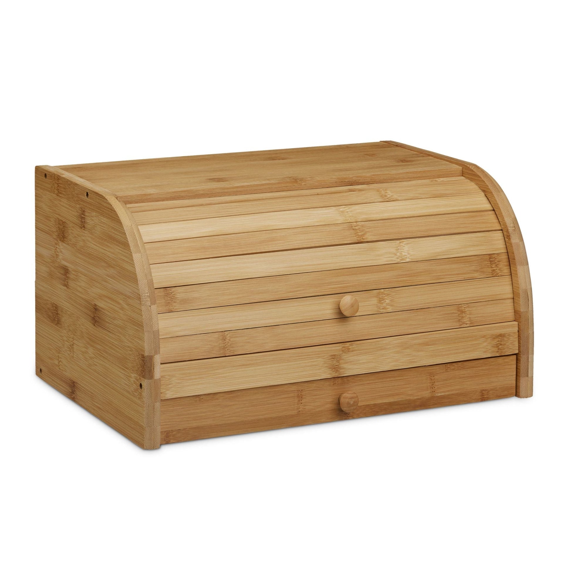 Rollbrotkasten mit Schublade Bambus Hellbraun von Relaxdays