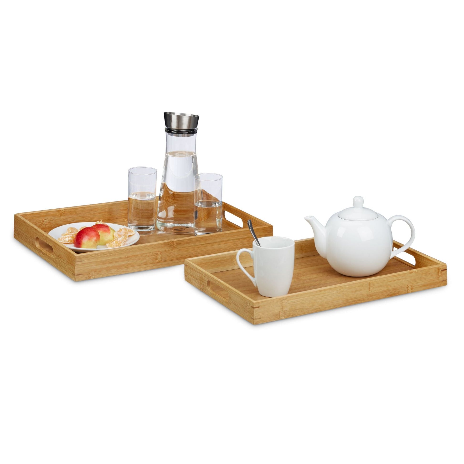 Serviertablett 2er-Set Bambus Hellbraun von Relaxdays