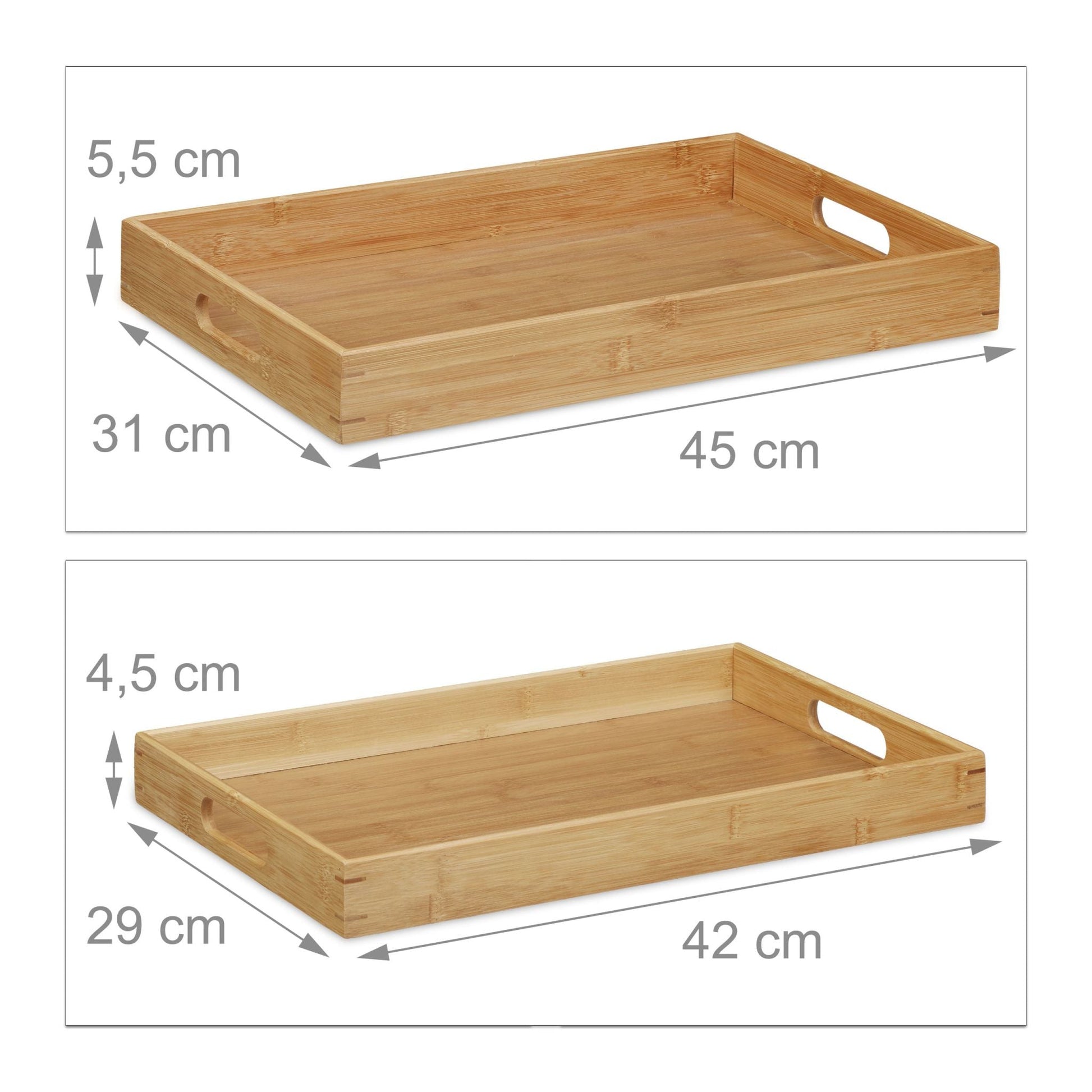 Serviertablett 2er-Set Bambus Hellbraun von Relaxdays