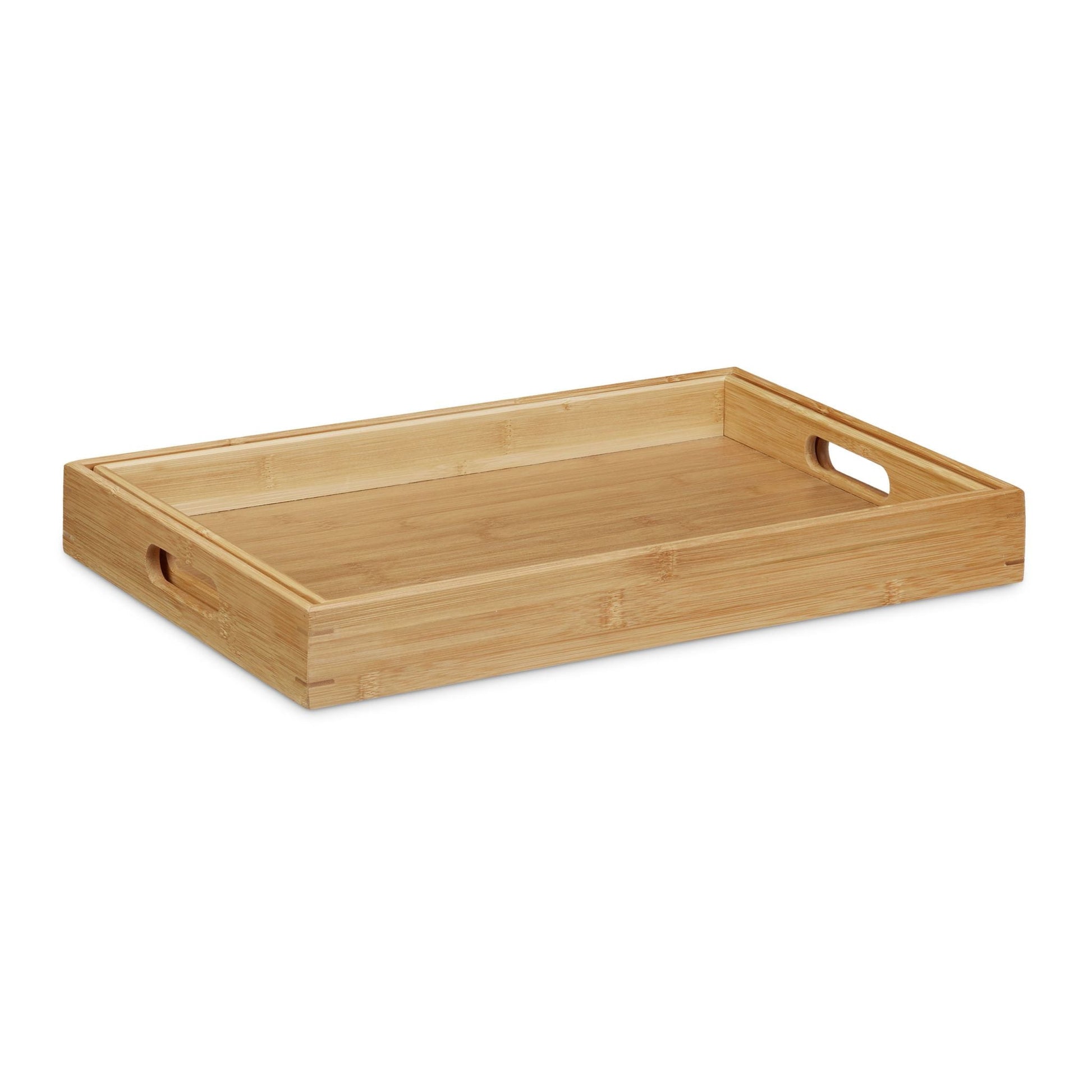 Serviertablett 2er-Set Bambus Hellbraun von Relaxdays