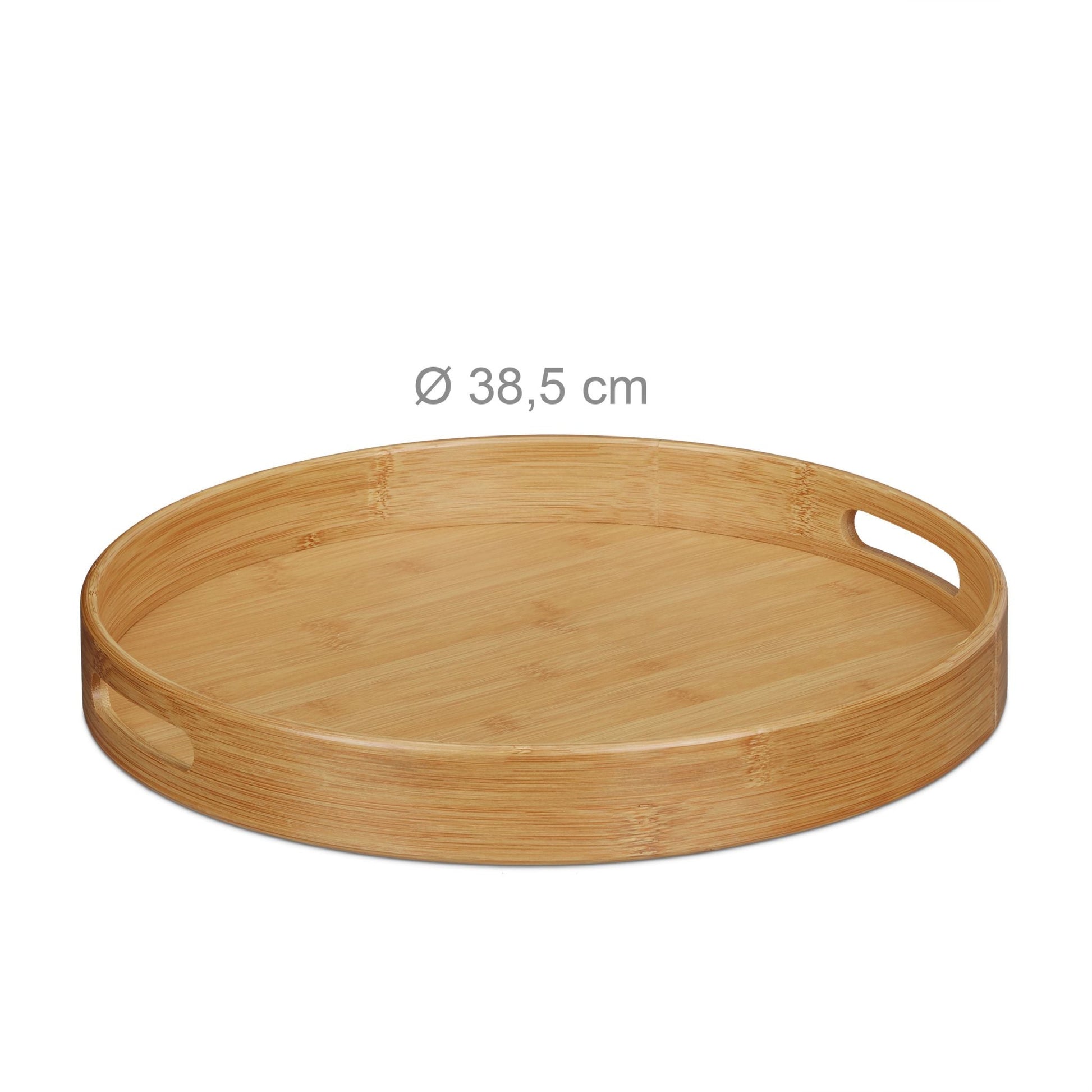 Serviertablett Bambus rund Hellbraun von Relaxdays
