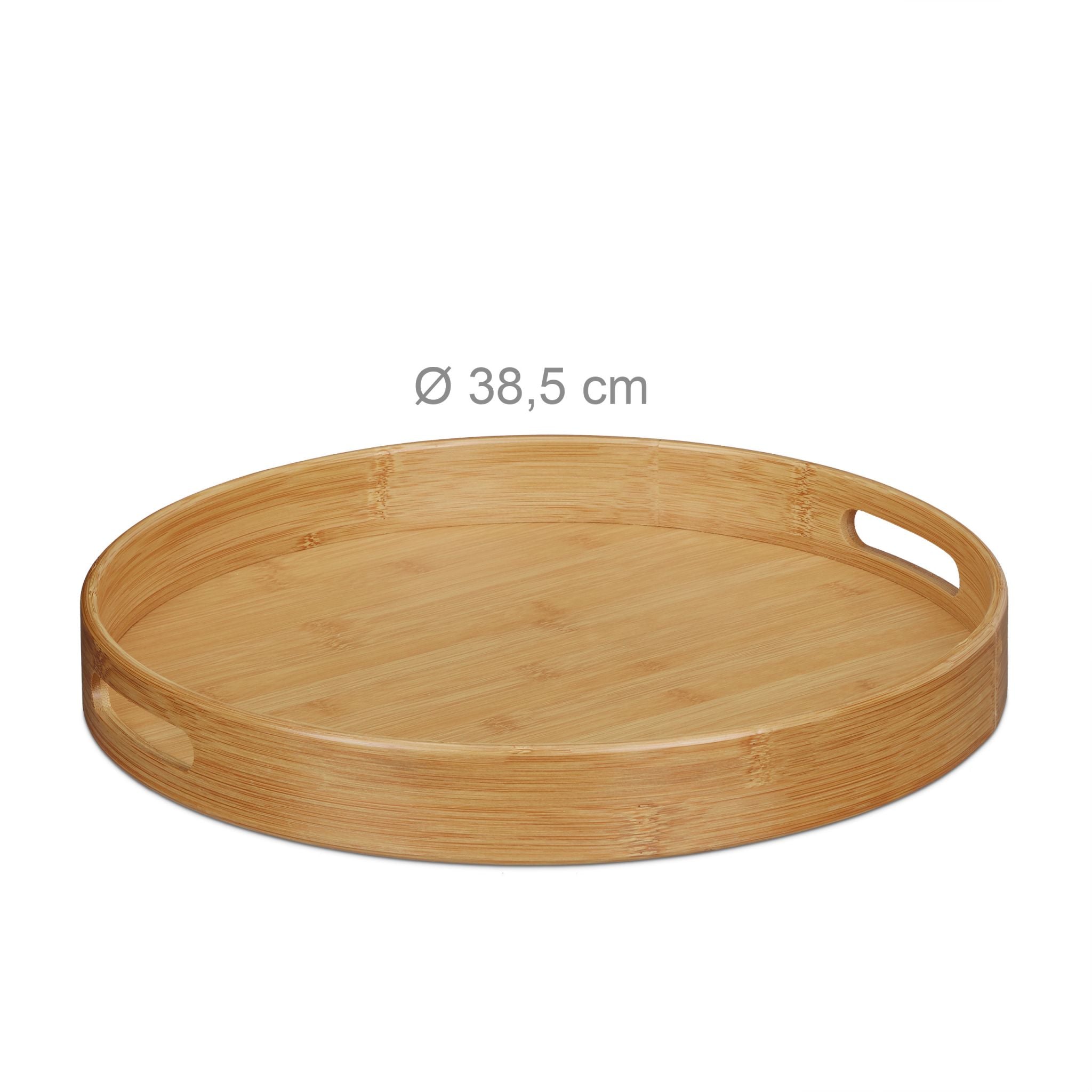 Serviertablett Bambus rund Hellbraun von Relaxdays