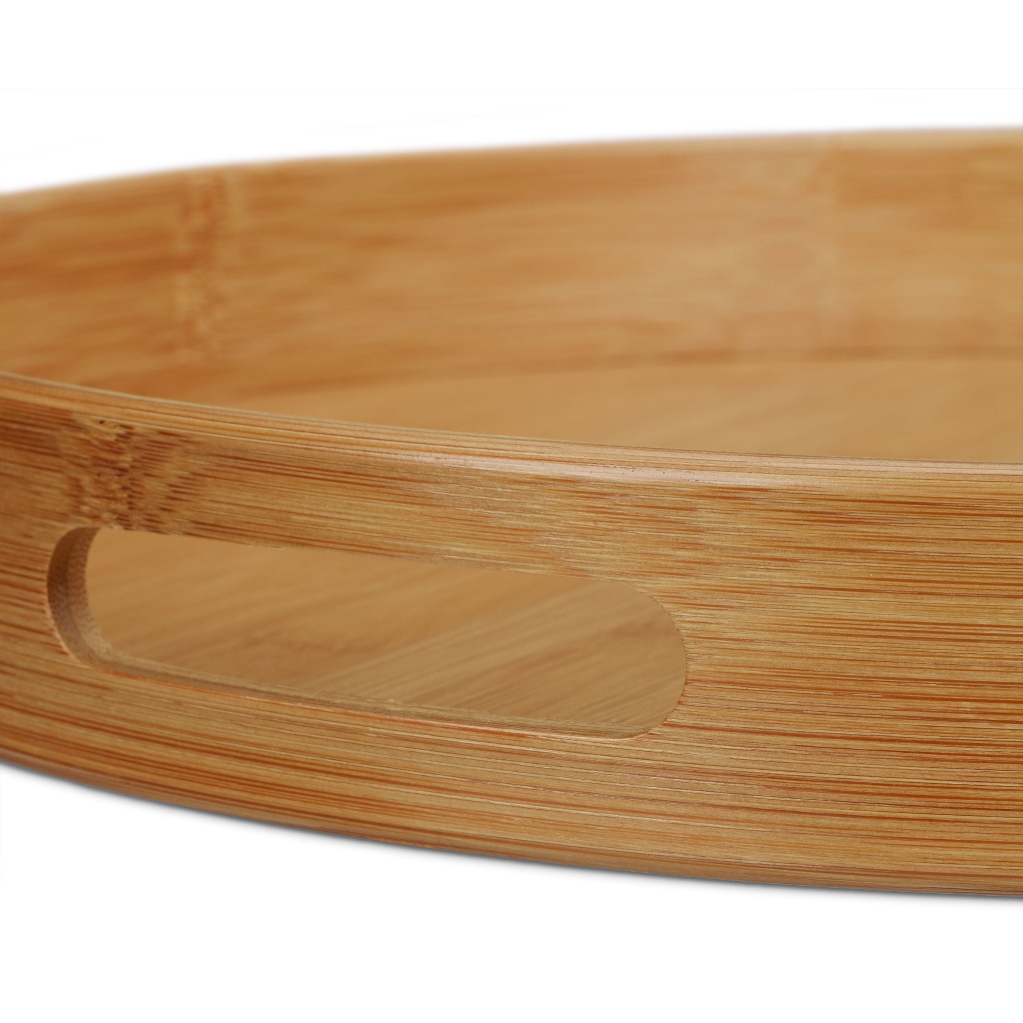 Serviertablett Bambus rund Hellbraun von Relaxdays