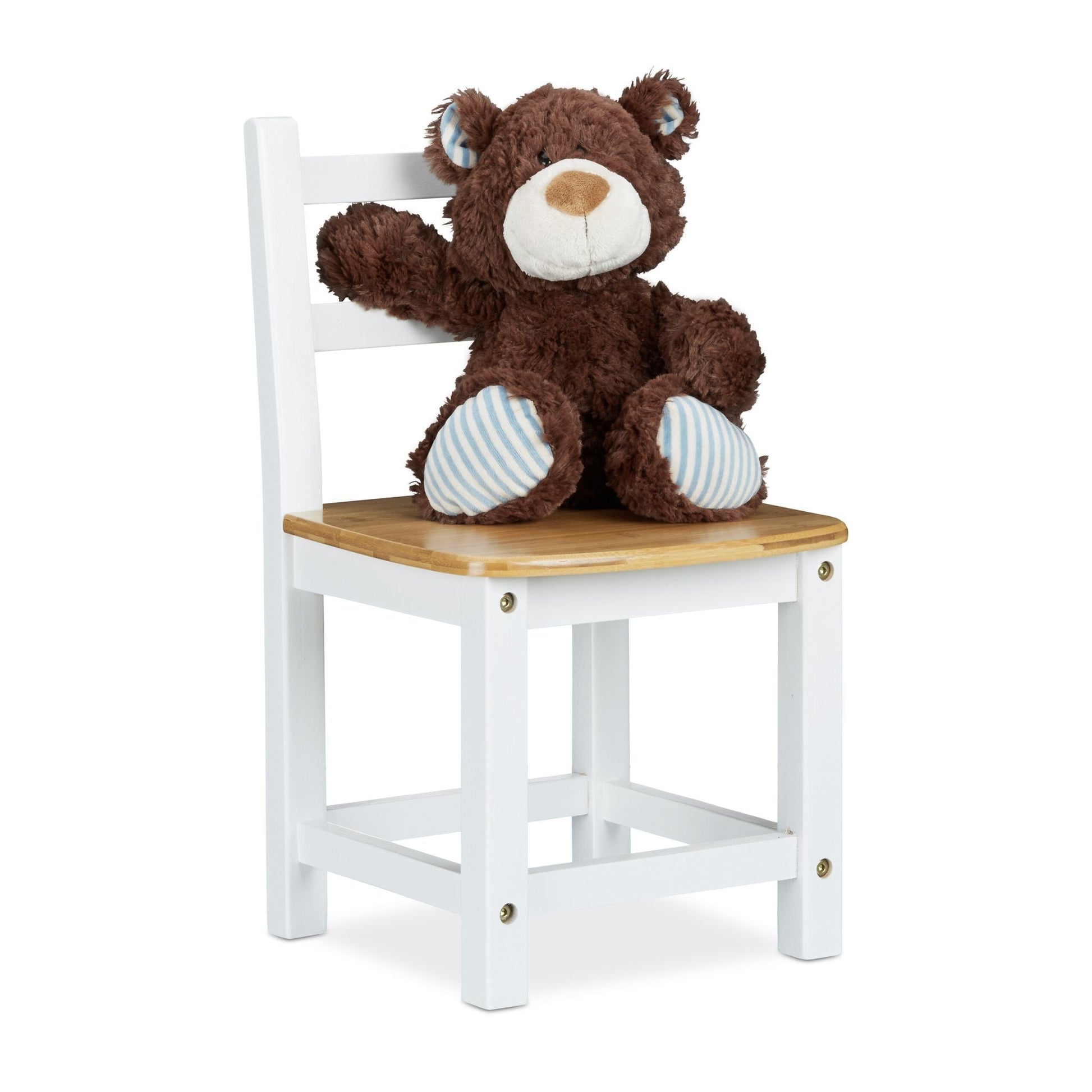 Kinderstuhl RUSTICO weiss Weiss-Hellbraun von Relaxdays