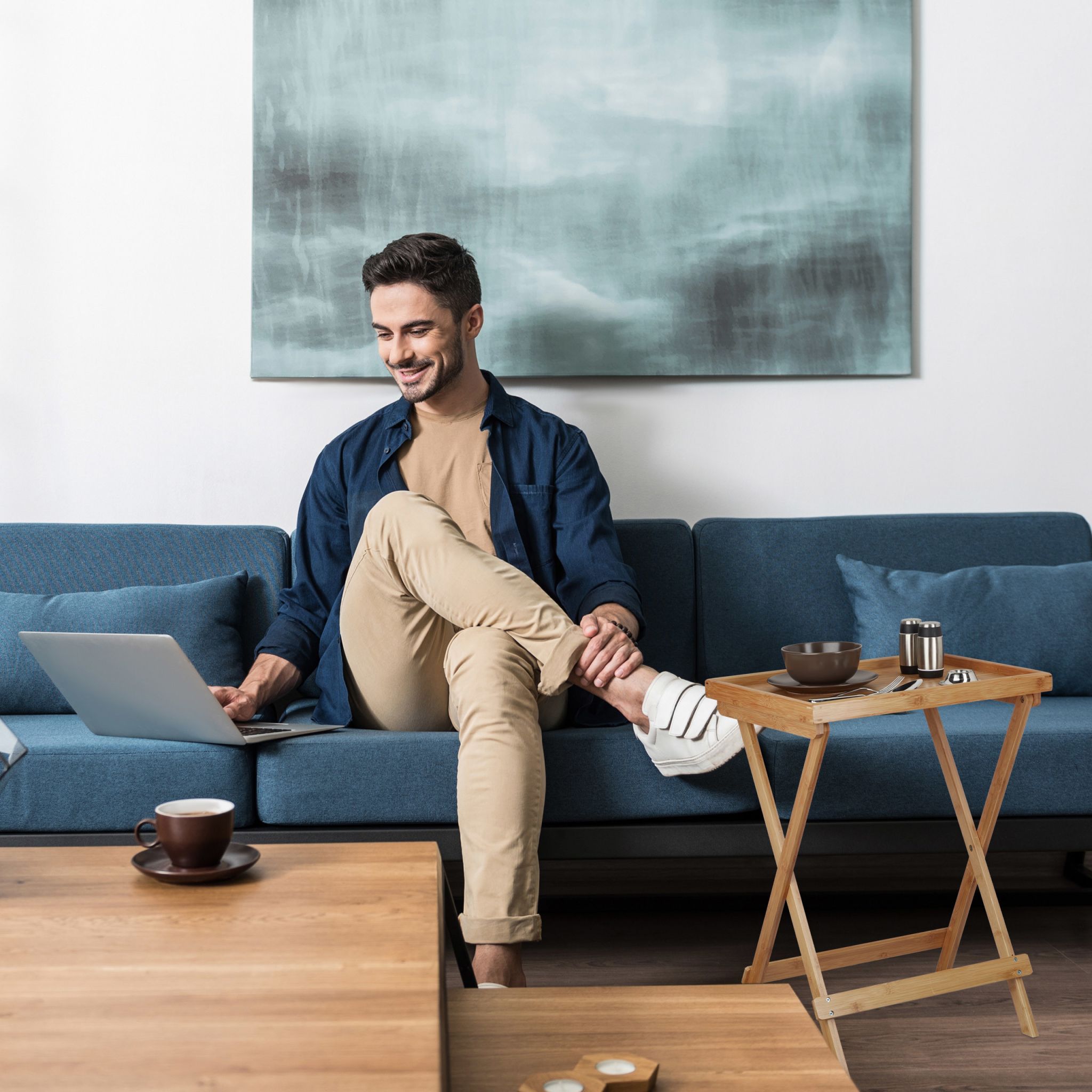 Tabletttisch Bambus Hellbraun von Relaxdays