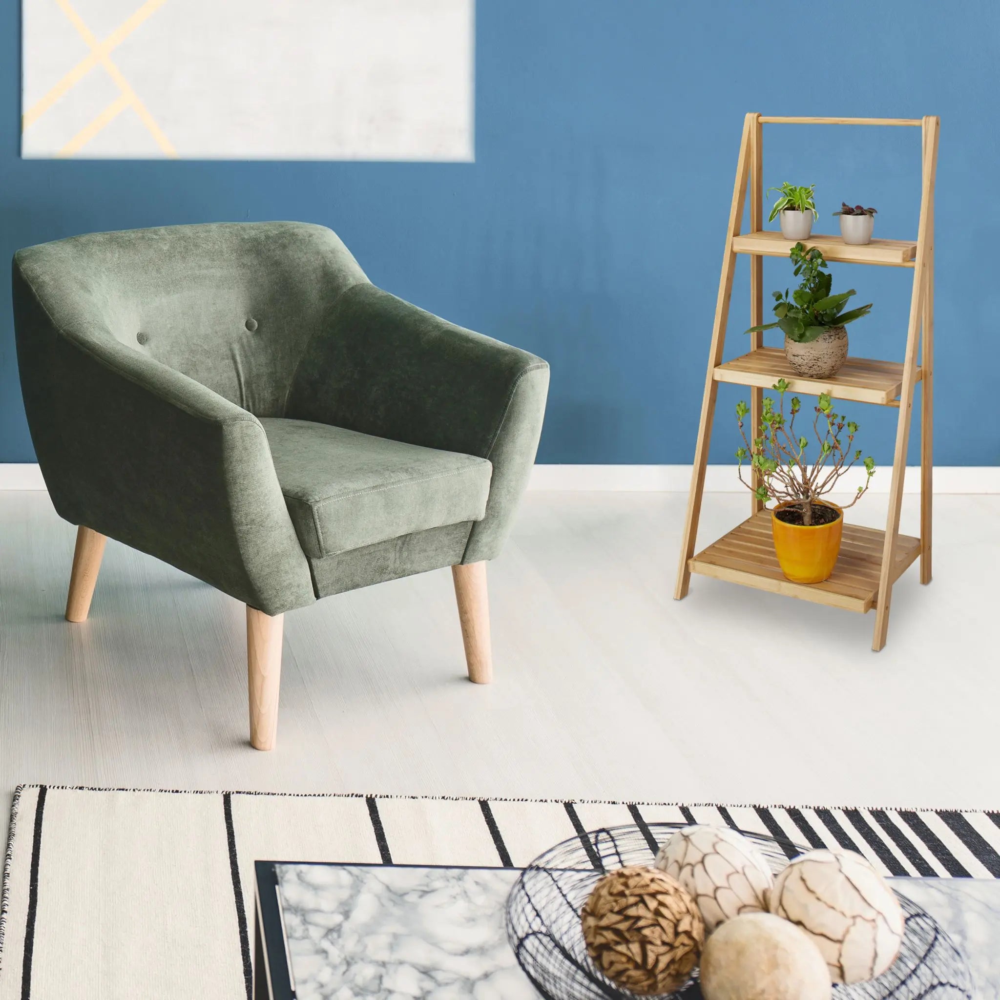 Blumentreppe innen Bambus Hellbraun von Relaxdays