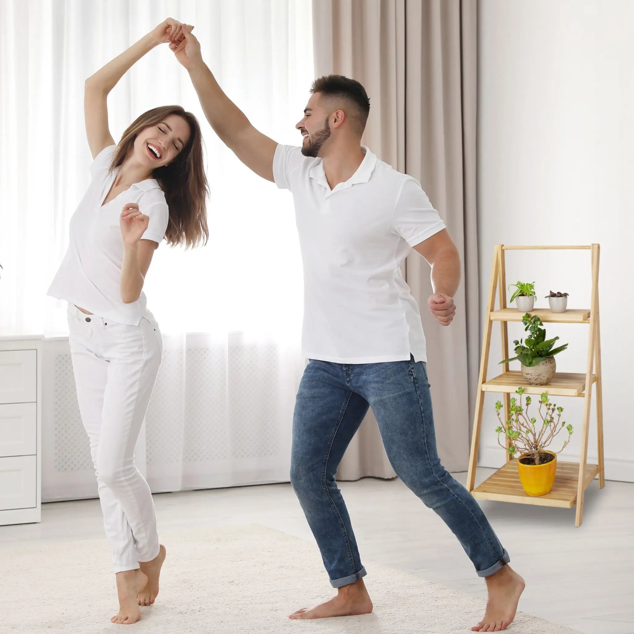 Blumentreppe innen Bambus Hellbraun von Relaxdays