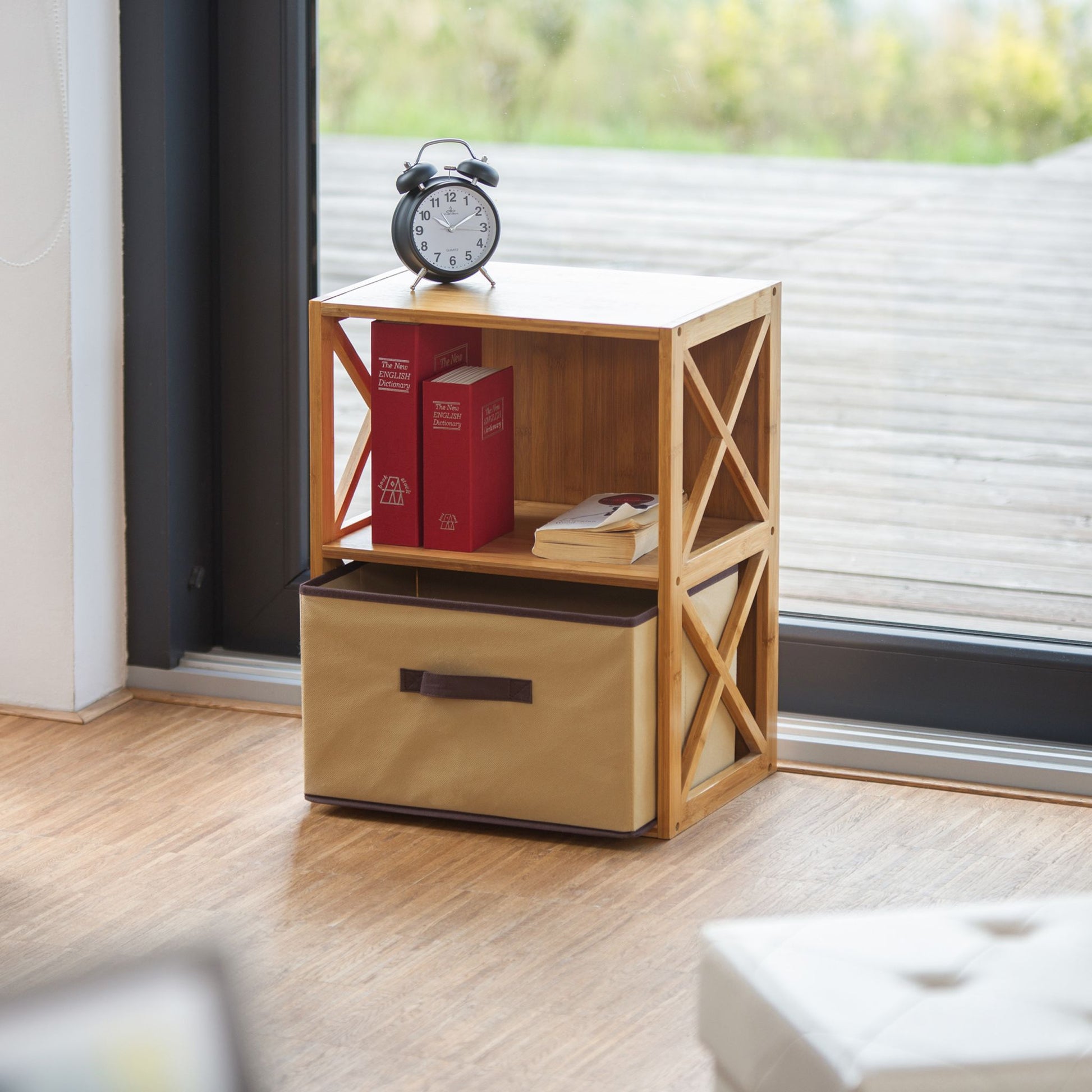 Regal Bambus mit Korb Hellbraun von Relaxdays