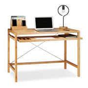 Computertisch Holz mit Tastaturauszug Hellbraun-Schwarz von Relaxdays