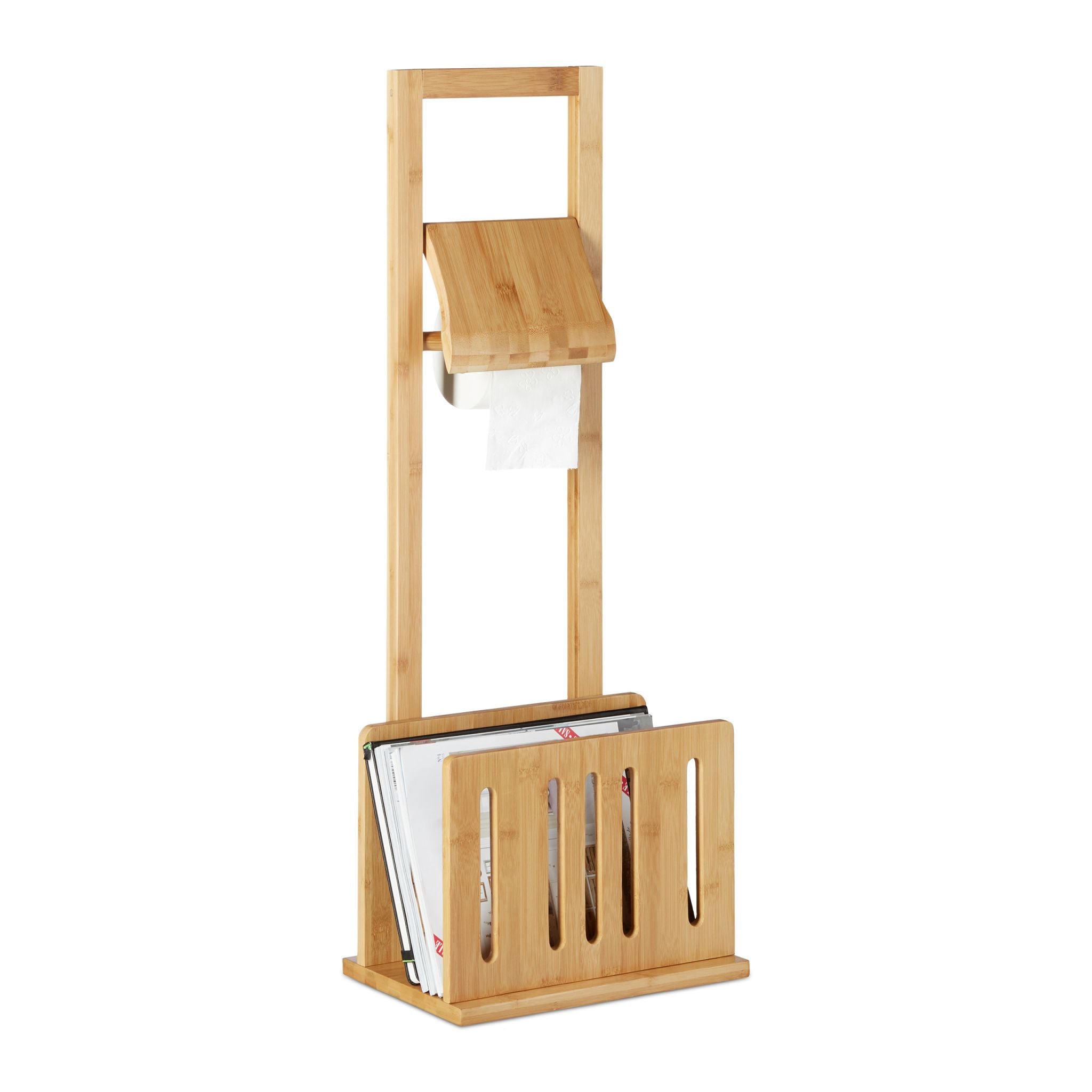 Toilettenpapierhalter & Zeitungsständer Hellbraun von Relaxdays