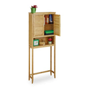 Waschmaschinenschrank LAMELL Bambus Hellbraun-Silber von Relaxdays