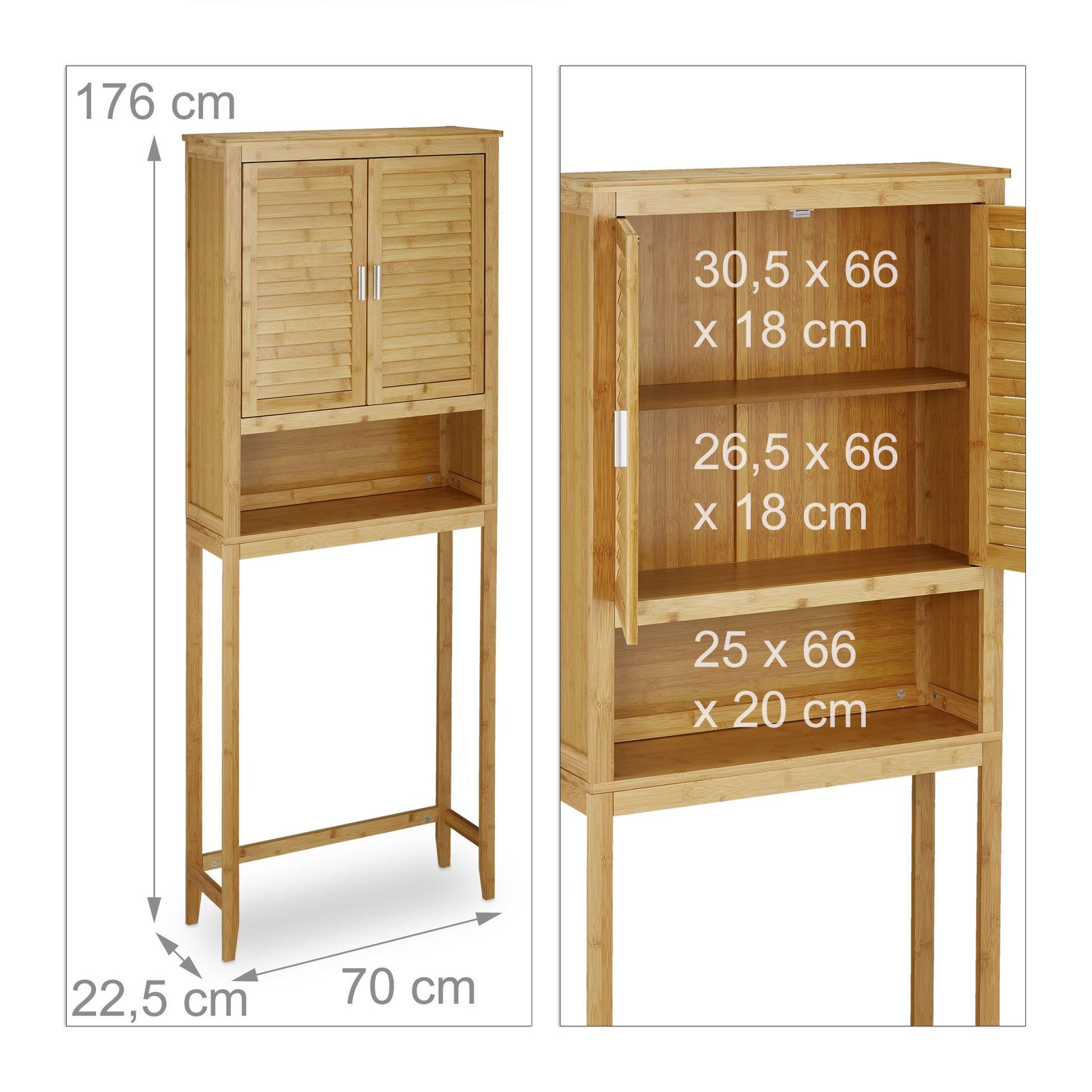 Waschmaschinenschrank LAMELL Bambus Hellbraun-Silber von Relaxdays