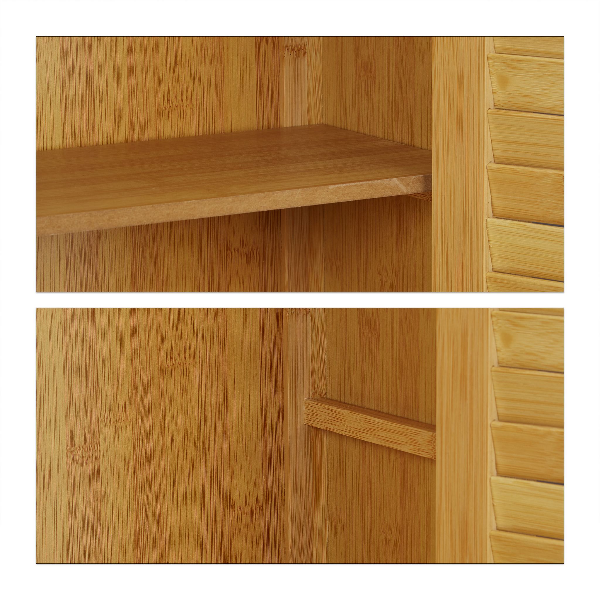 Waschmaschinenschrank LAMELL Bambus Hellbraun-Silber von Relaxdays