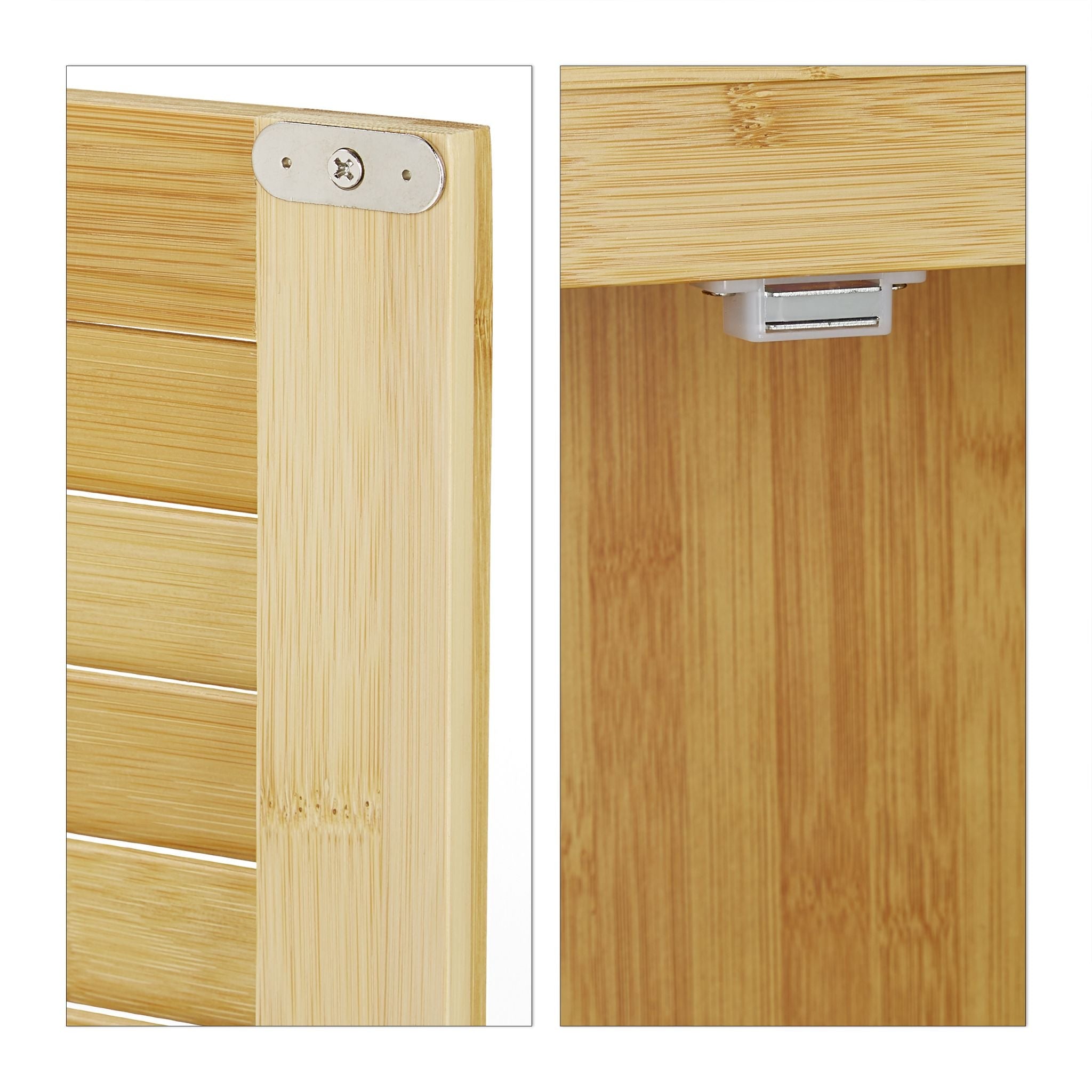 Waschmaschinenschrank LAMELL Bambus Hellbraun-Silber von Relaxdays