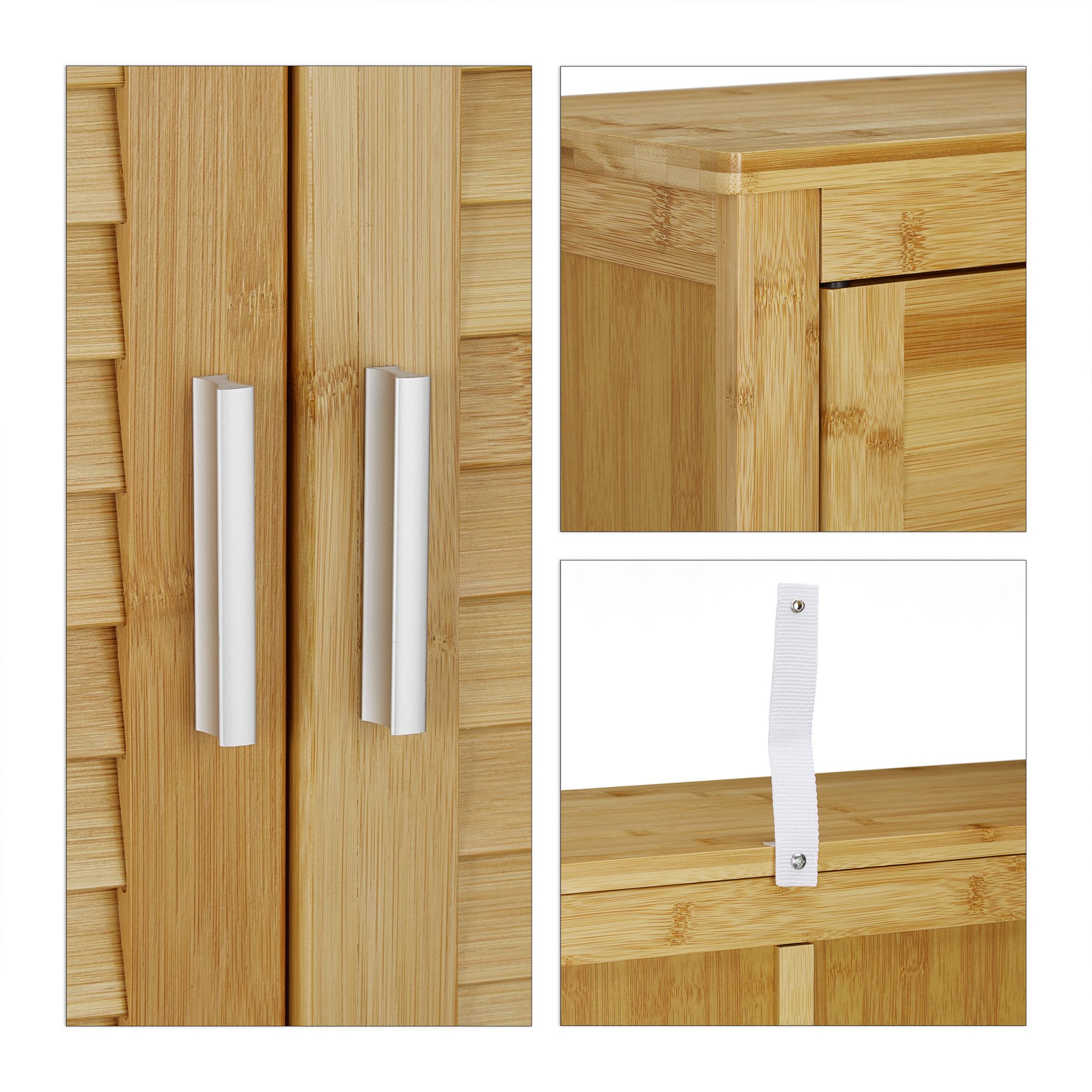 Waschmaschinenschrank LAMELL Bambus Hellbraun-Silber von Relaxdays