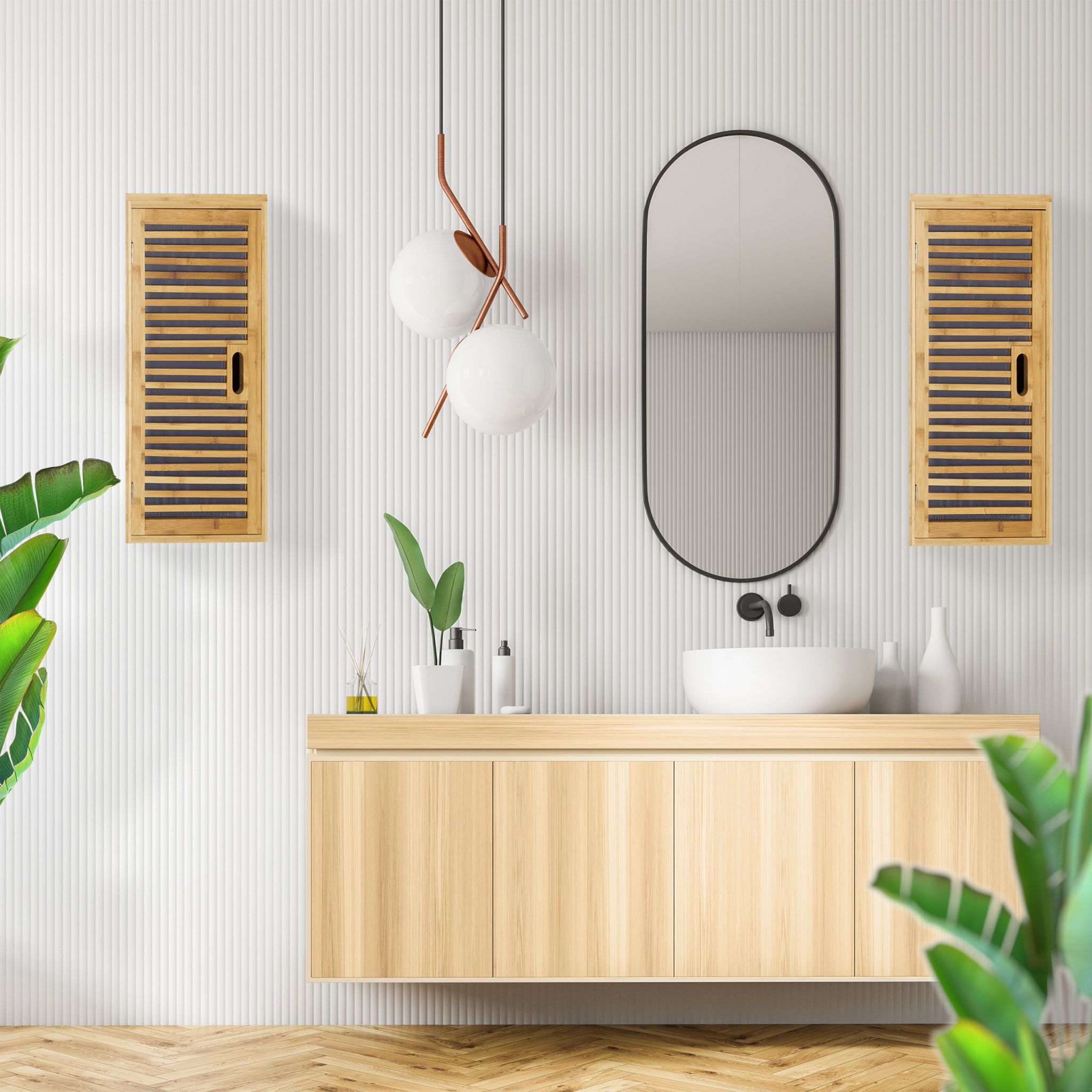 Badezimmer Hängeschrank Bambus 2 Ablagen Hellbraun von Relaxdays