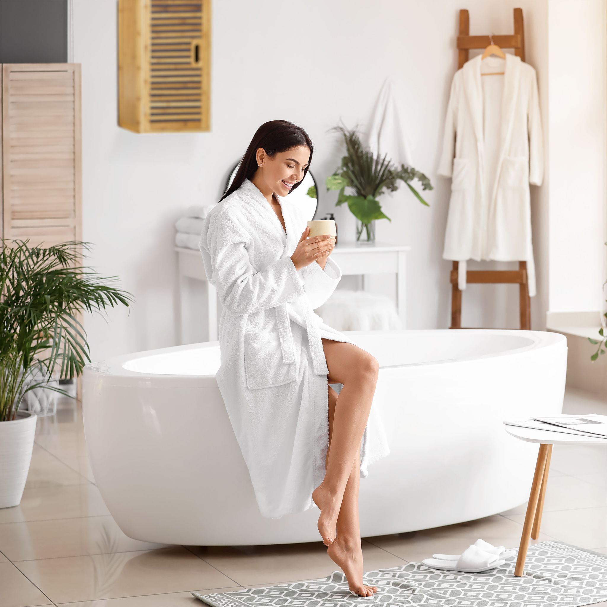 Badezimmer Hängeschrank Bambus 2 Ablagen Hellbraun von Relaxdays