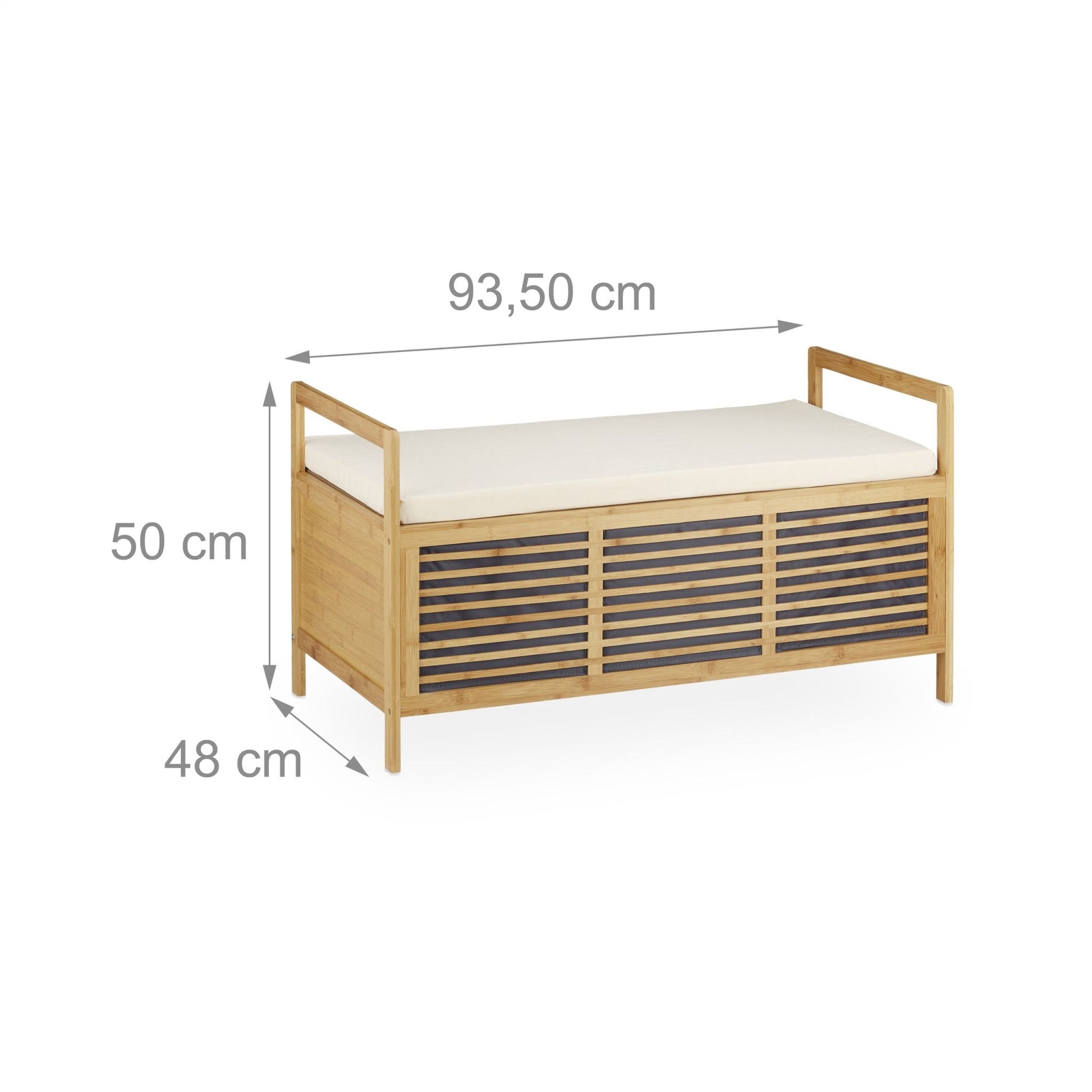 Bambus Sitzhocker mit Stauraum Weiss-Hellbraun von Relaxdays