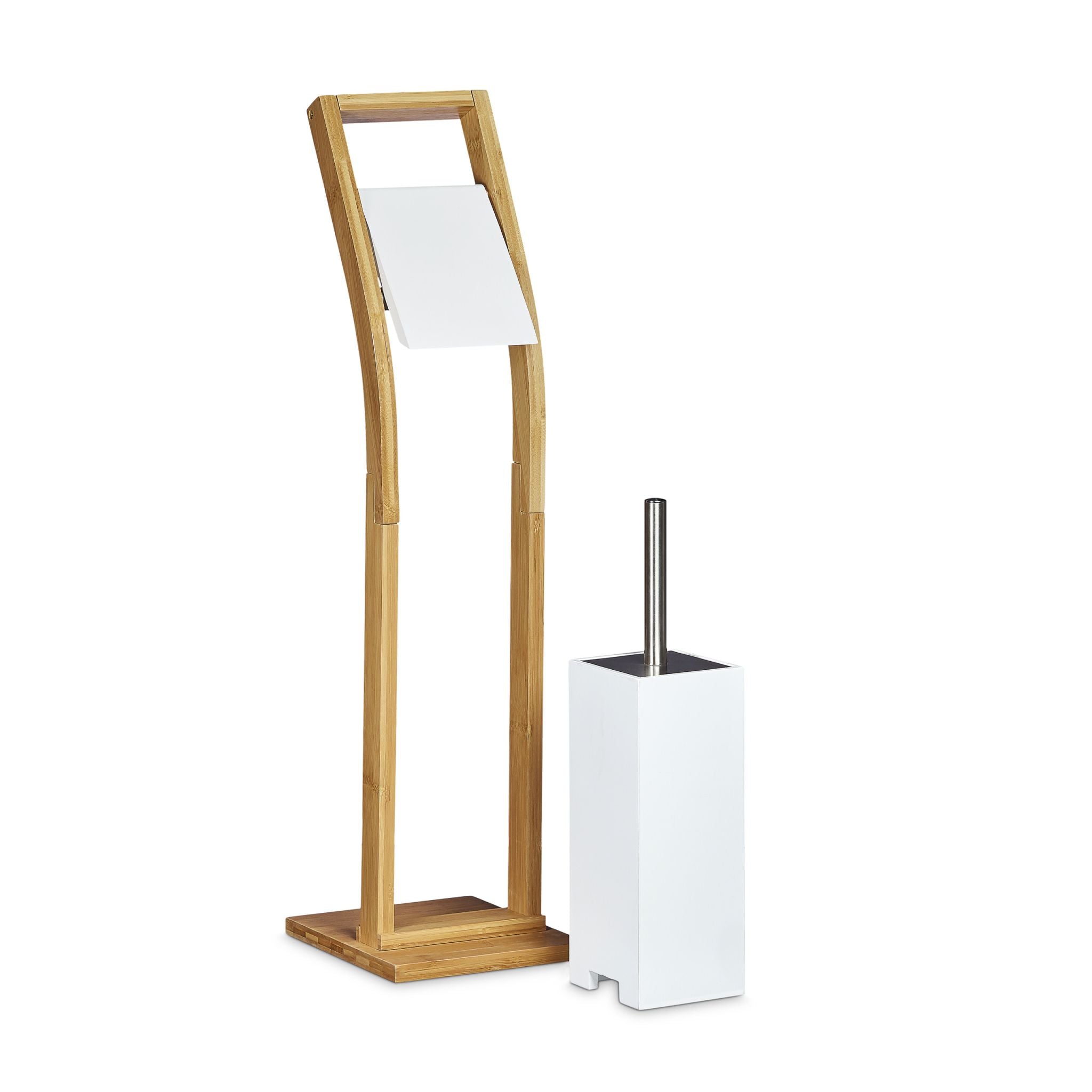 WC Garnitur Bambus Weiss-Hellbraun