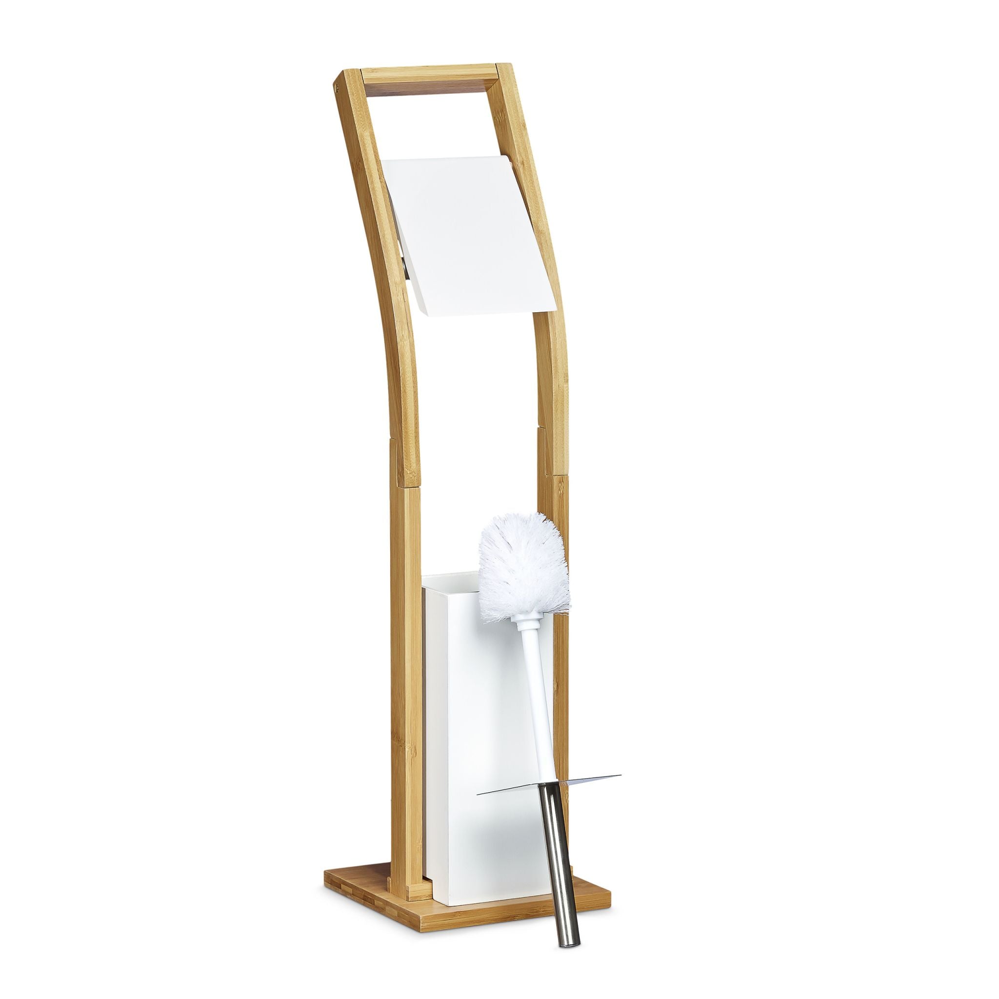 WC Garnitur Bambus Weiss-Hellbraun
