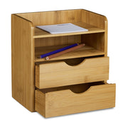Schreibtisch-Organizer Bambus Schubladen Hellbraun von Relaxdays