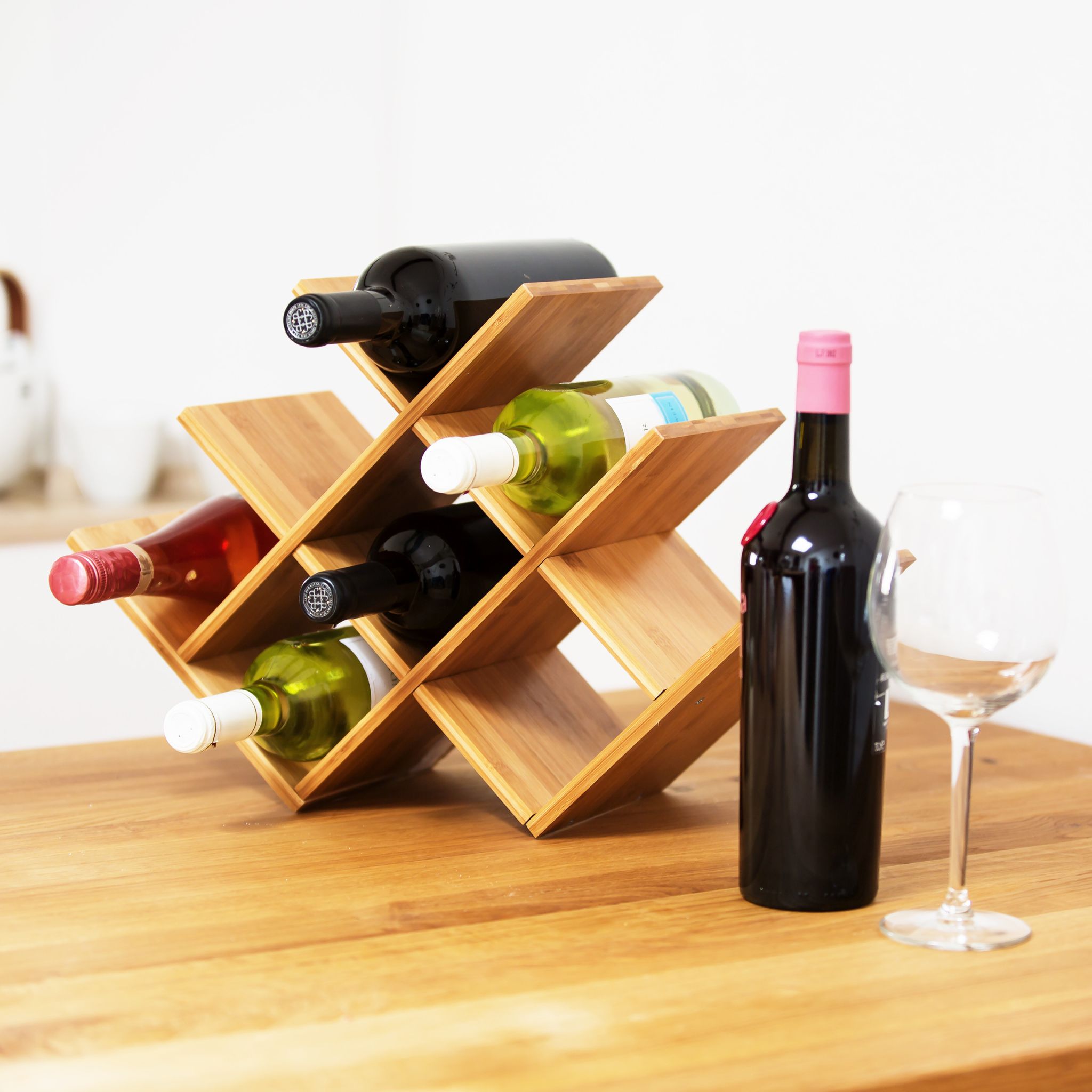 Weinregal Bambus Hellbraun von Relaxdays