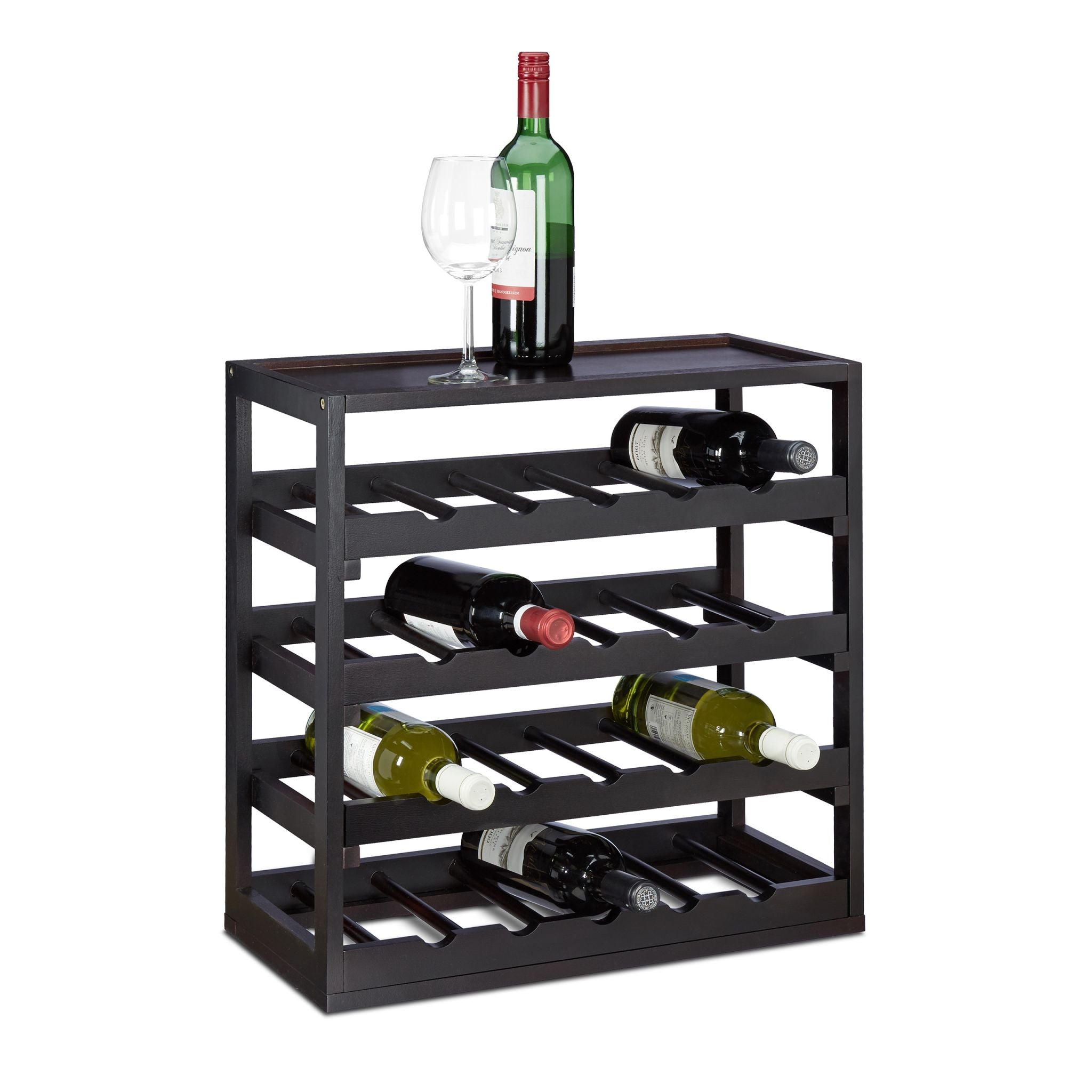 Weinregal Holz Schwarz von Relaxdays