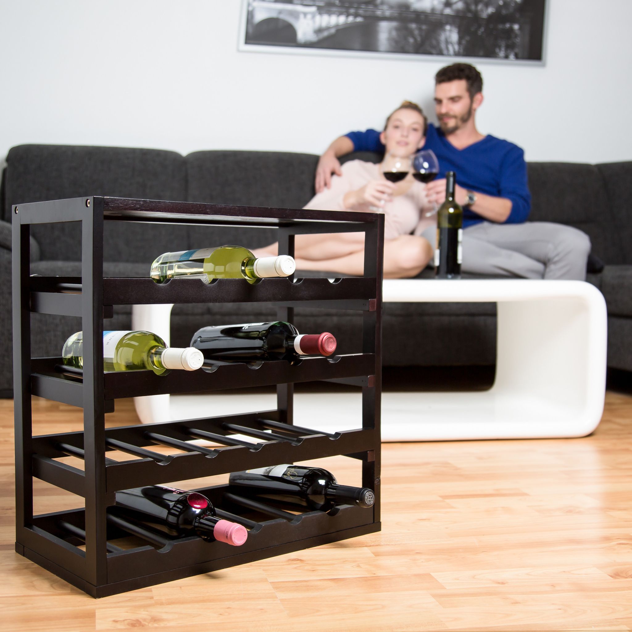 Weinregal Holz Schwarz von Relaxdays