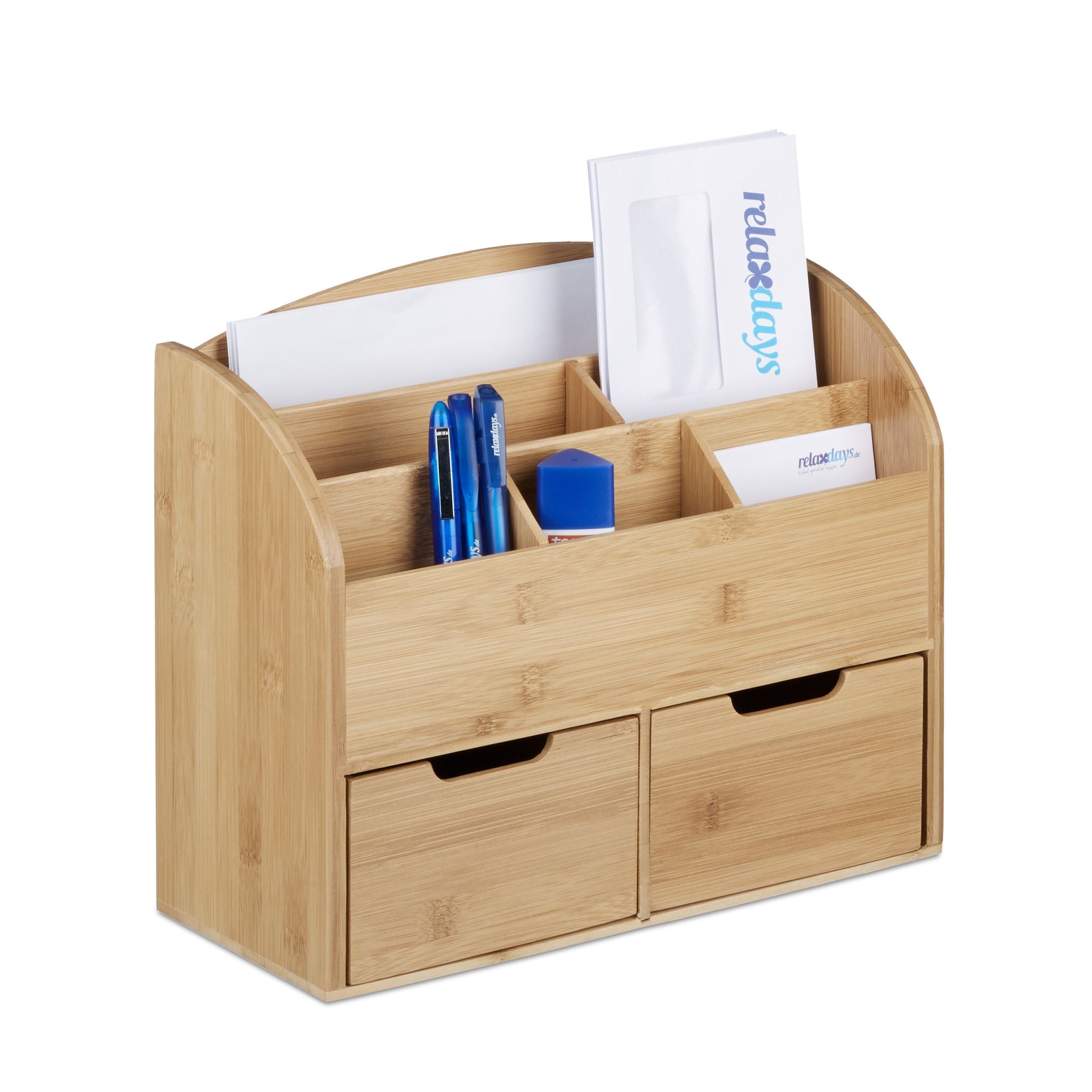 Schreibtisch-Organizer 2 Schubladen Hellbraun von Relaxdays