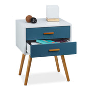 Beistellschrank Retro Weiss-Hellbraun-Türkis von Relaxdays