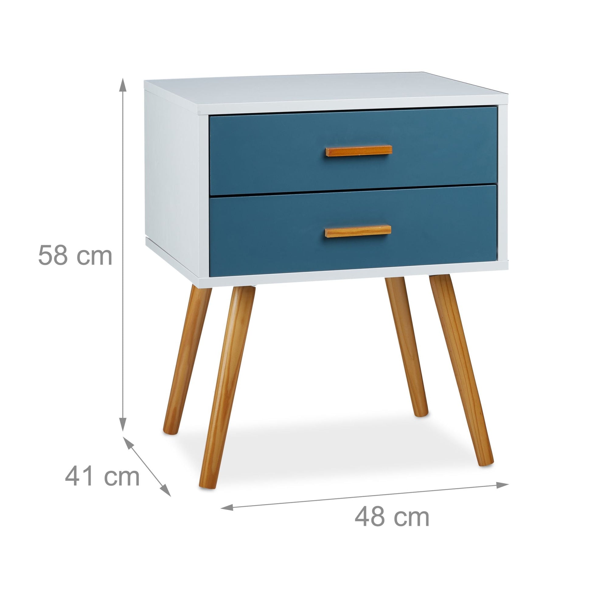 Beistellschrank Retro Weiss-Hellbraun-Türkis von Relaxdays