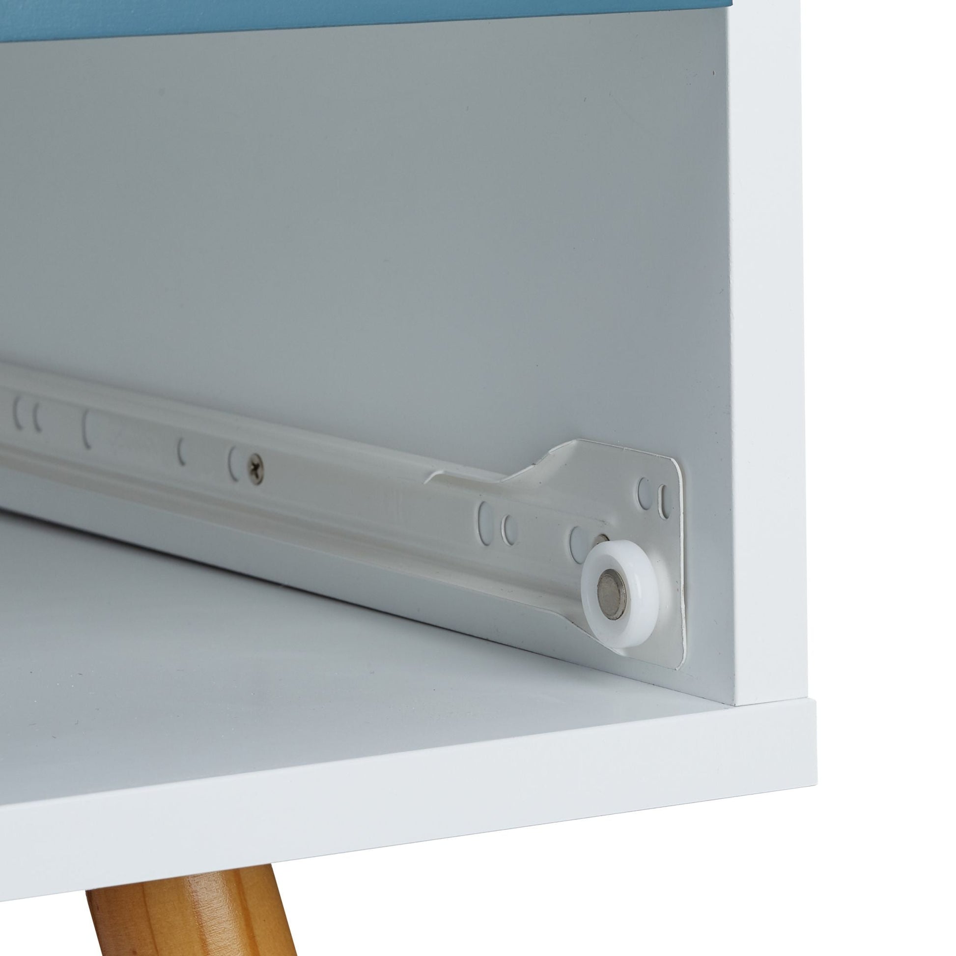 Beistellschrank Retro Weiss-Hellbraun-Türkis von Relaxdays