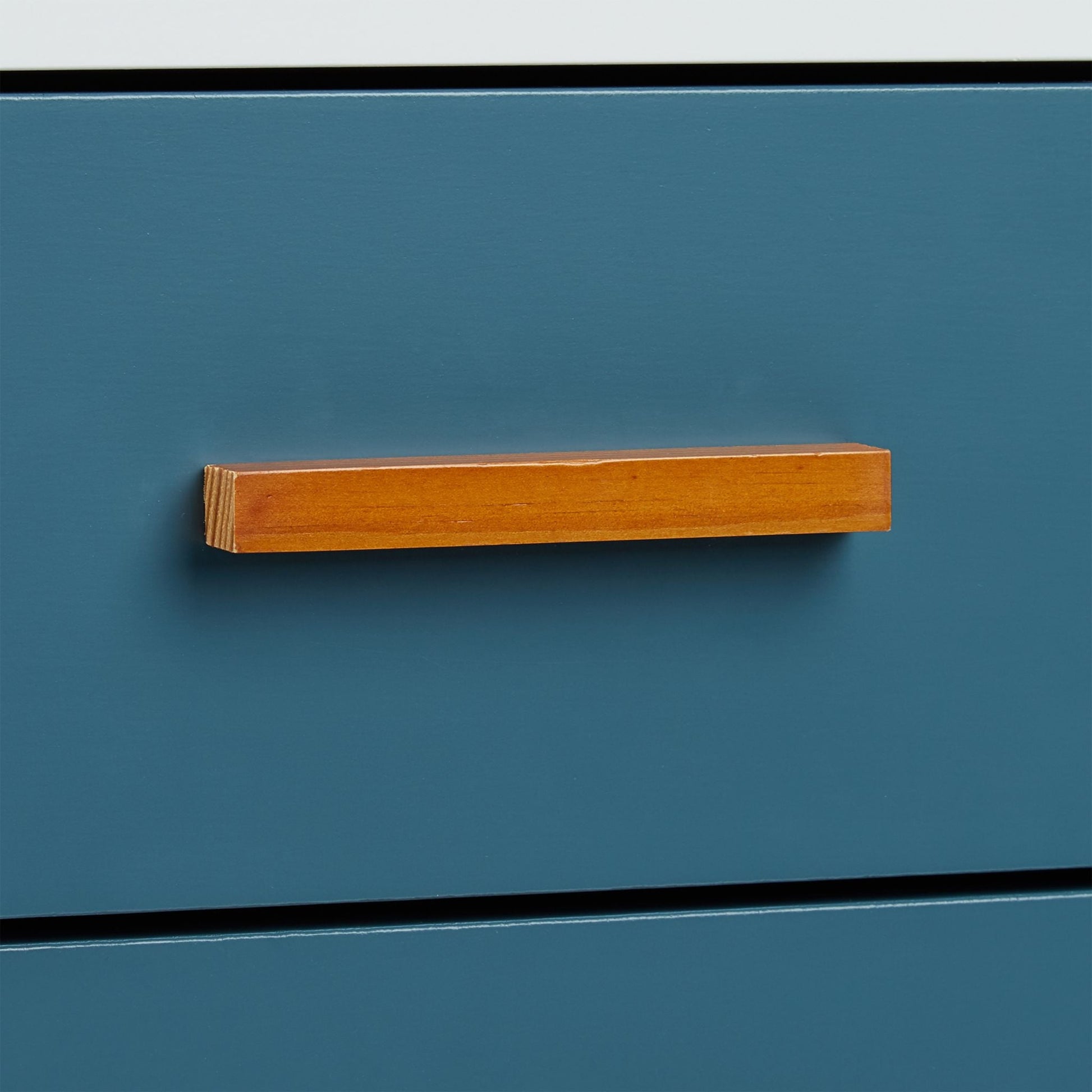 Beistellschrank Retro Weiss-Hellbraun-Türkis von Relaxdays