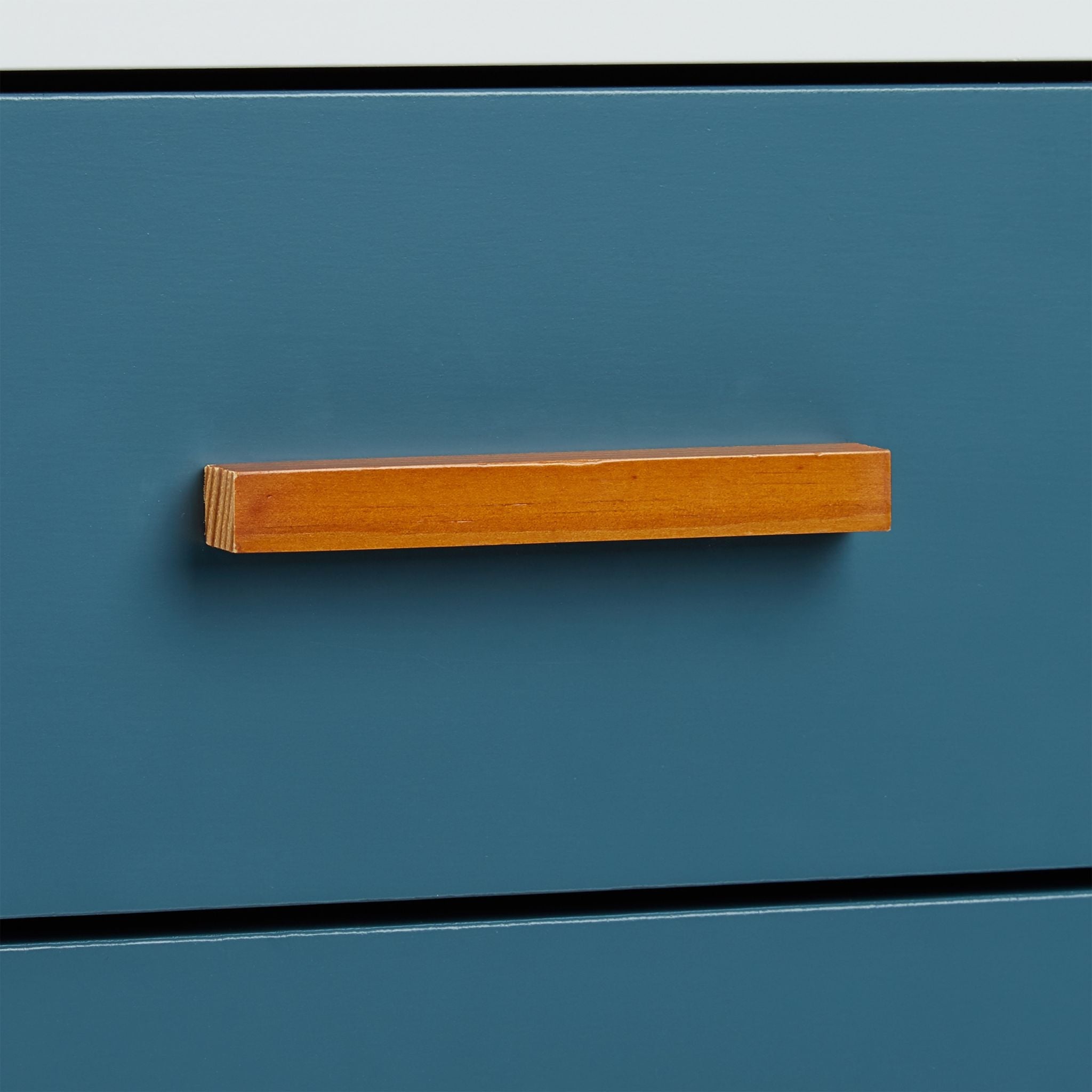 Beistellschrank Retro Weiss-Hellbraun-Türkis von Relaxdays