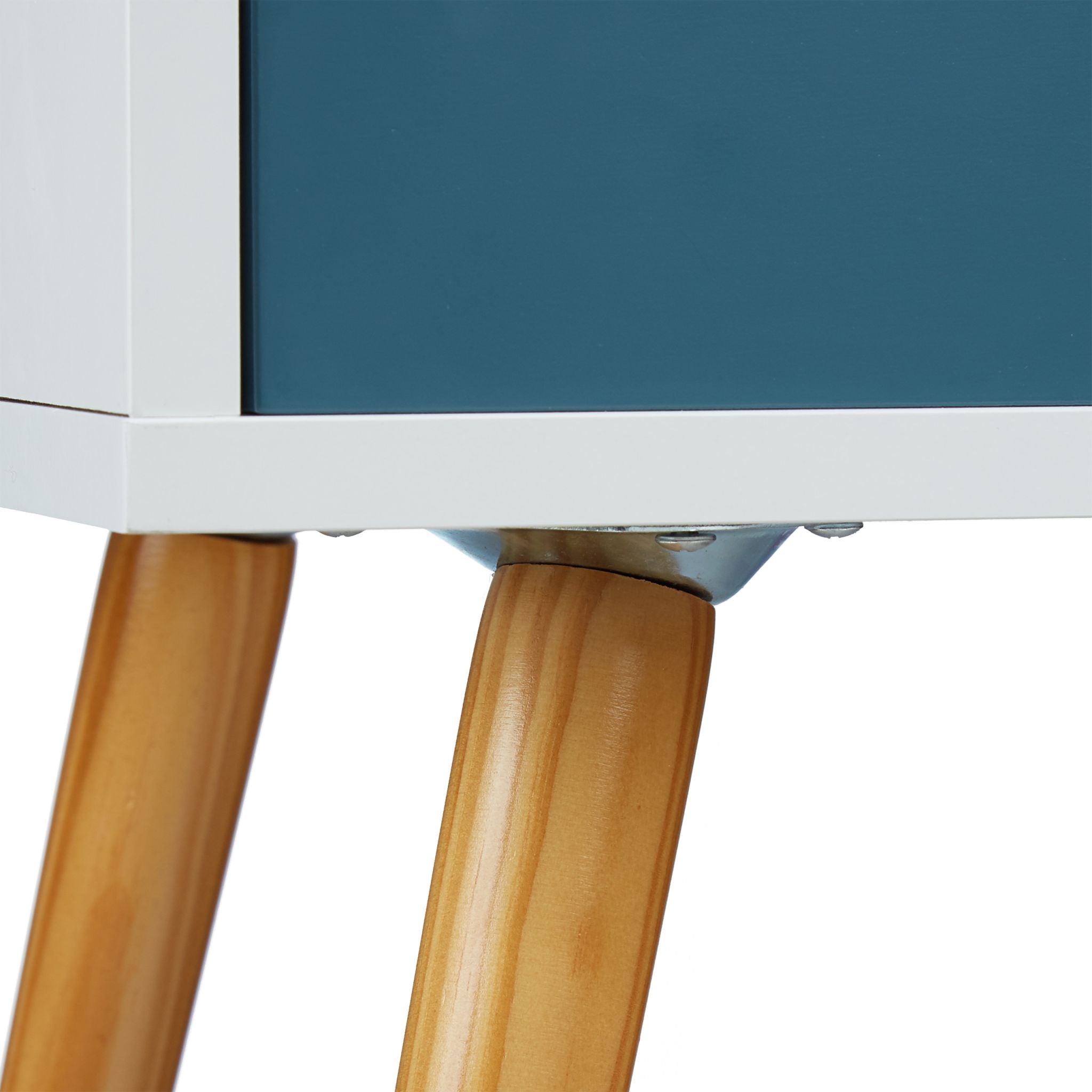 Beistellschrank Retro Weiss-Hellbraun-Türkis von Relaxdays