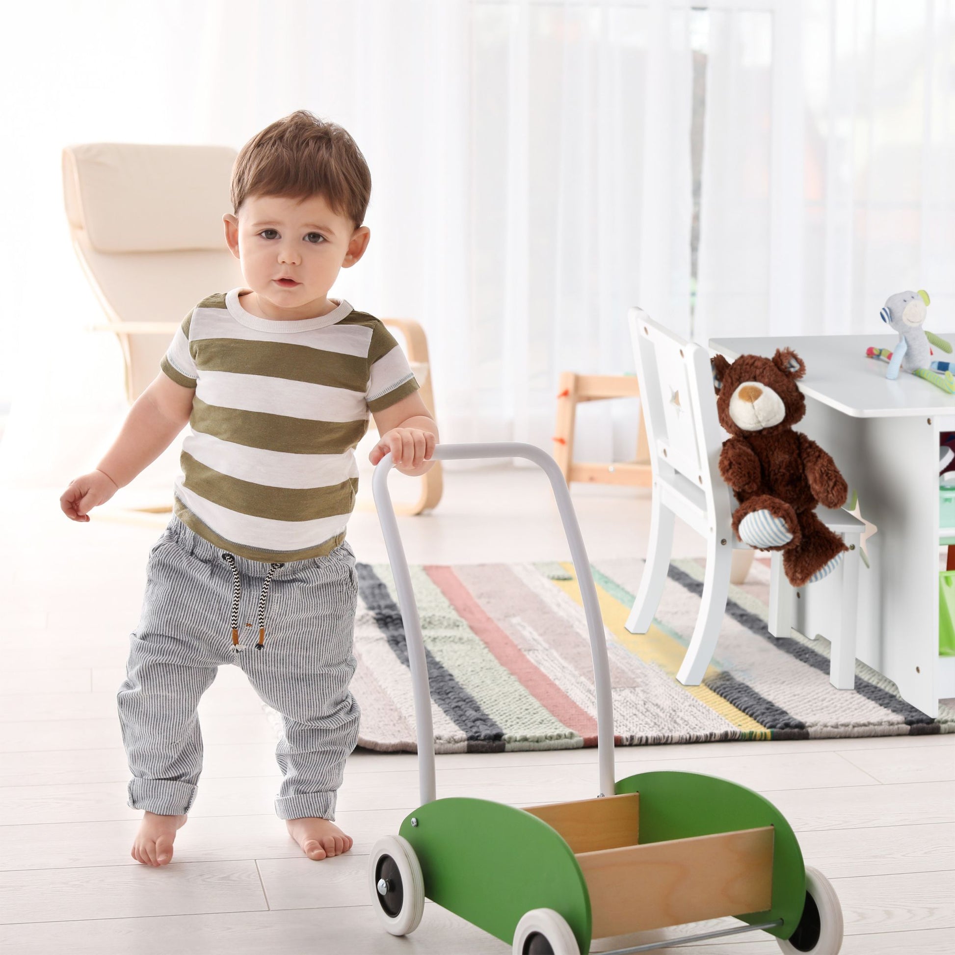 Kindersitzgruppe mit Stauraum ALBUS Weiss-Grün-Lila von Relaxdays