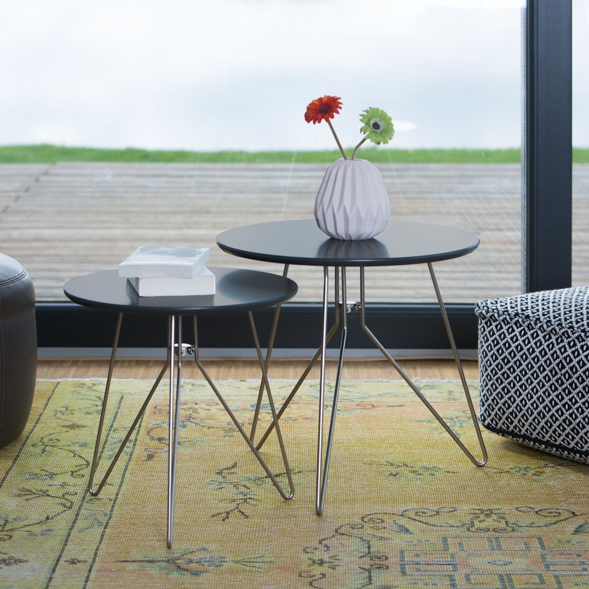 Beistelltisch 2er-Set 3 Metallbeine Anthrazit-Silber von Relaxdays