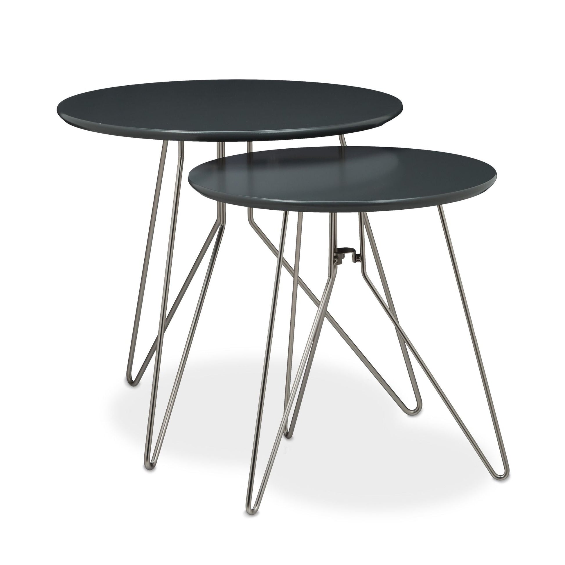 Beistelltisch 2er-Set 3 Metallbeine Anthrazit-Silber von Relaxdays