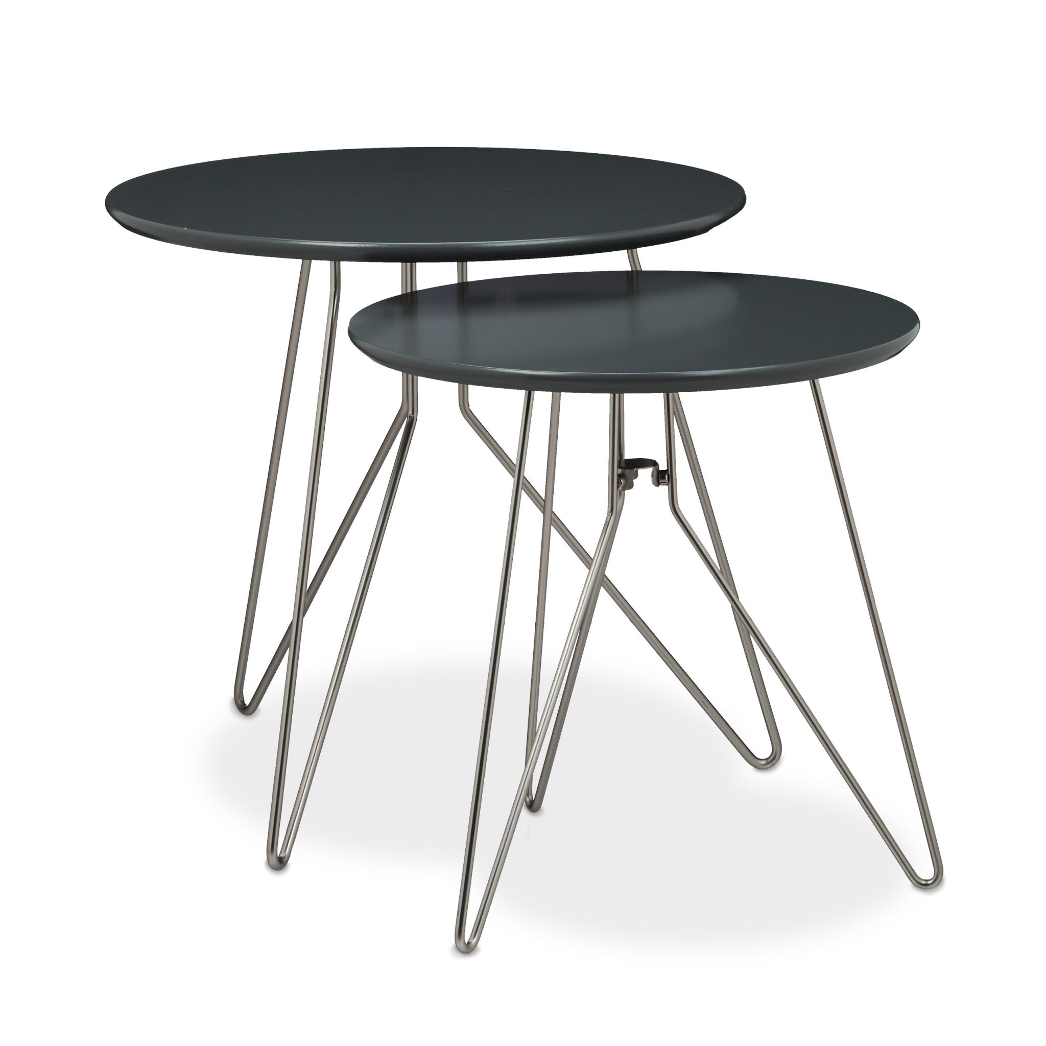 Beistelltisch 2er-Set 3 Metallbeine Anthrazit-Silber von Relaxdays
