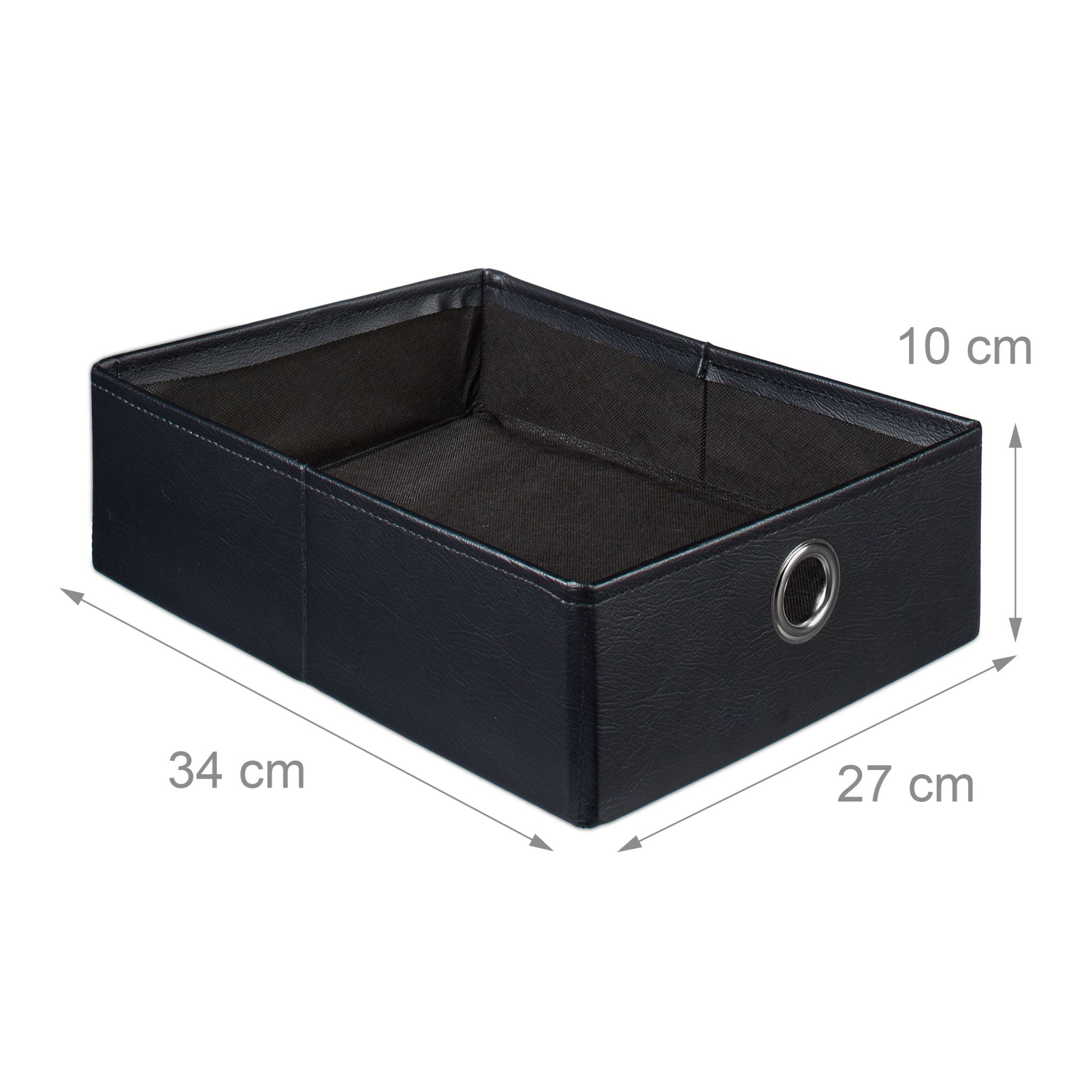 Sitzhocker Kunstleder mit 2 Fächern Schwarz-Silber von Relaxdays