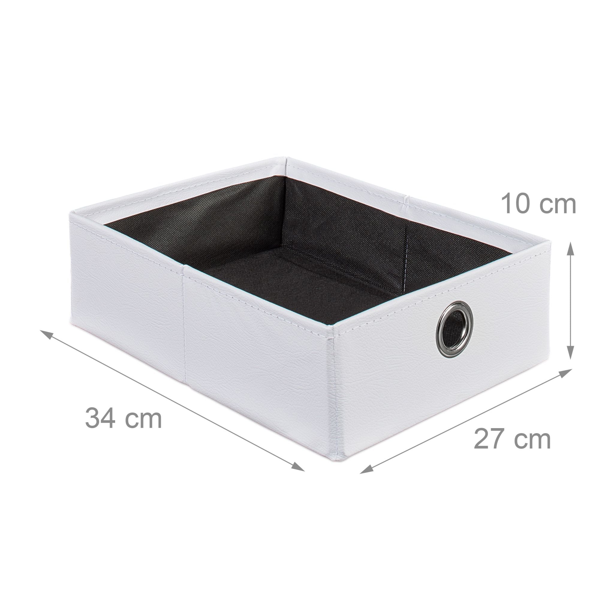 Sitzhocker Kunstleder mit 2 Fächern Weiss-Silber von Relaxdays