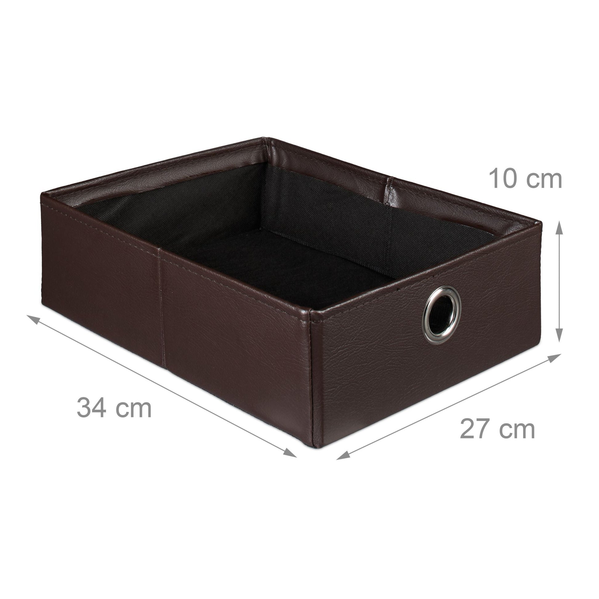 Sitzhocker Kunstleder mit 2 Fächern Dunkelbraun-Silber von Relaxdays