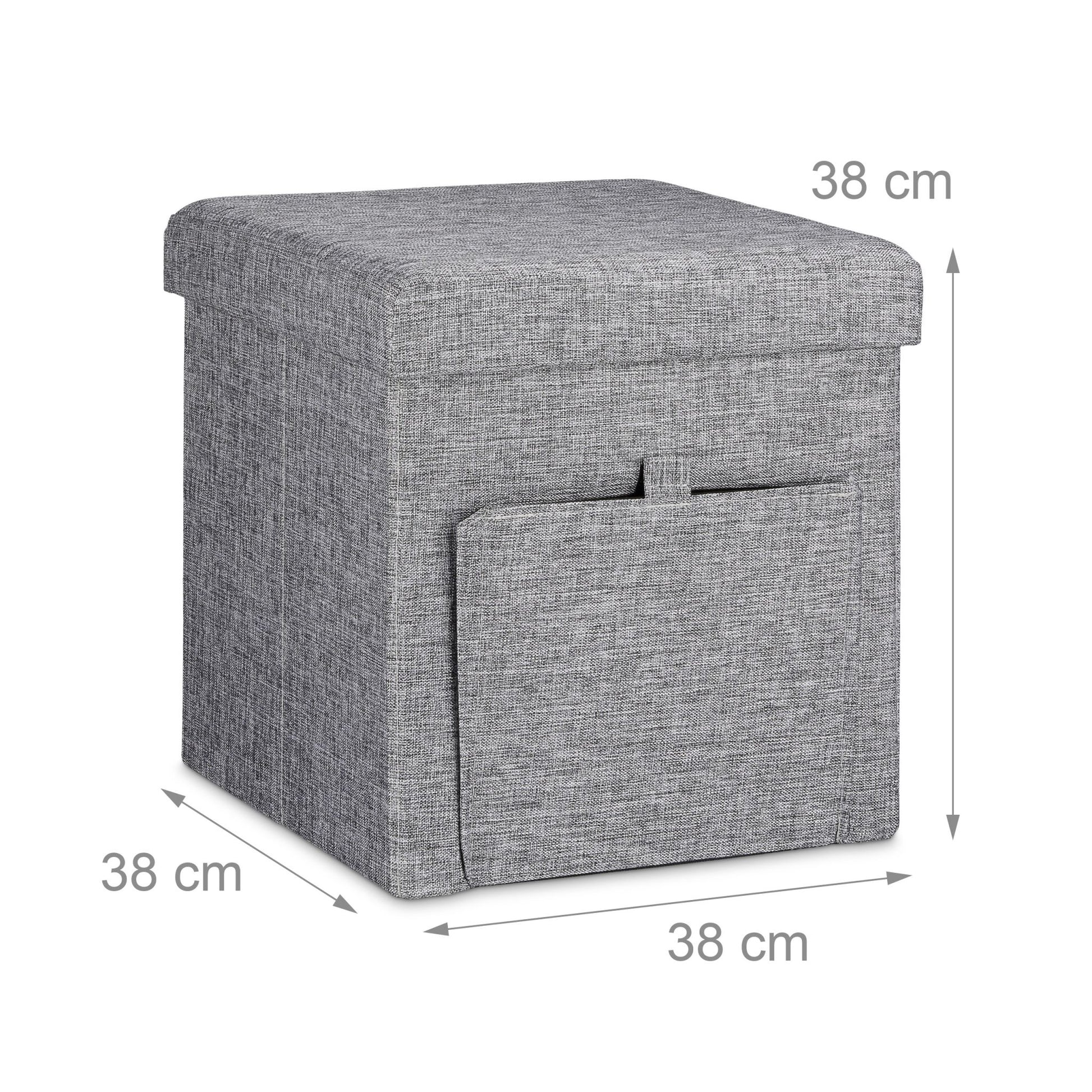 Faltbarer Sitzhocker mit Klappe Grau von Relaxdays